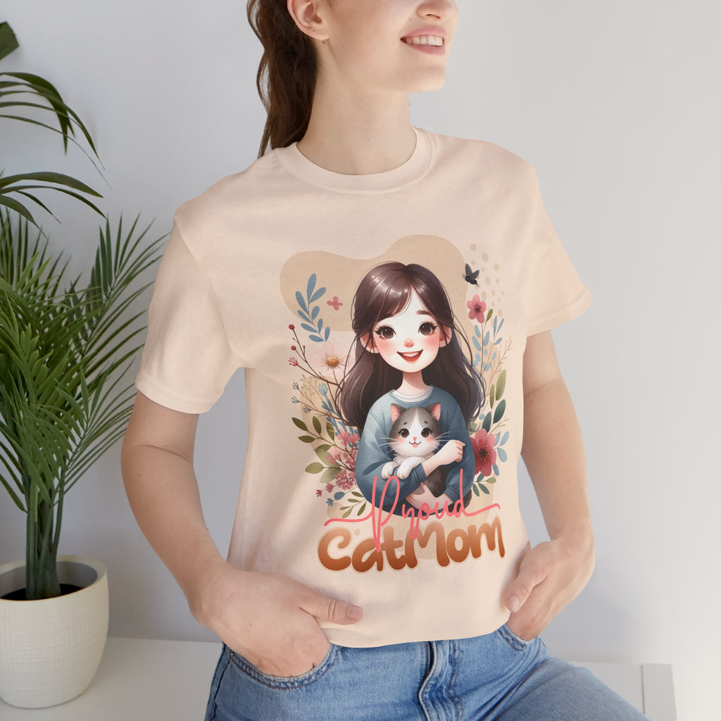 Cat Mom T-Shirt — Cute Floral Illustration Tee for Women Cat Lovers