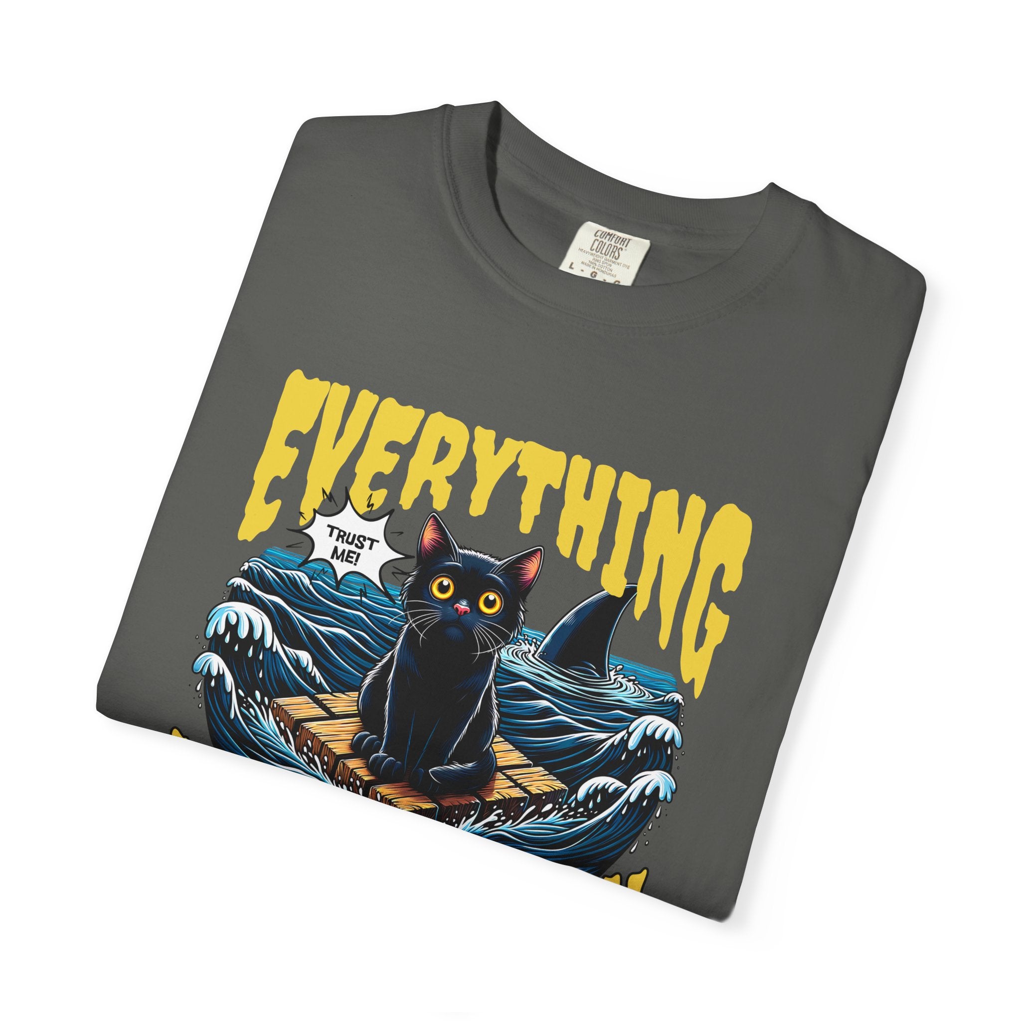 Everything Will Be Okay Cat Tee — Vintage Graphic Comfort Shirt