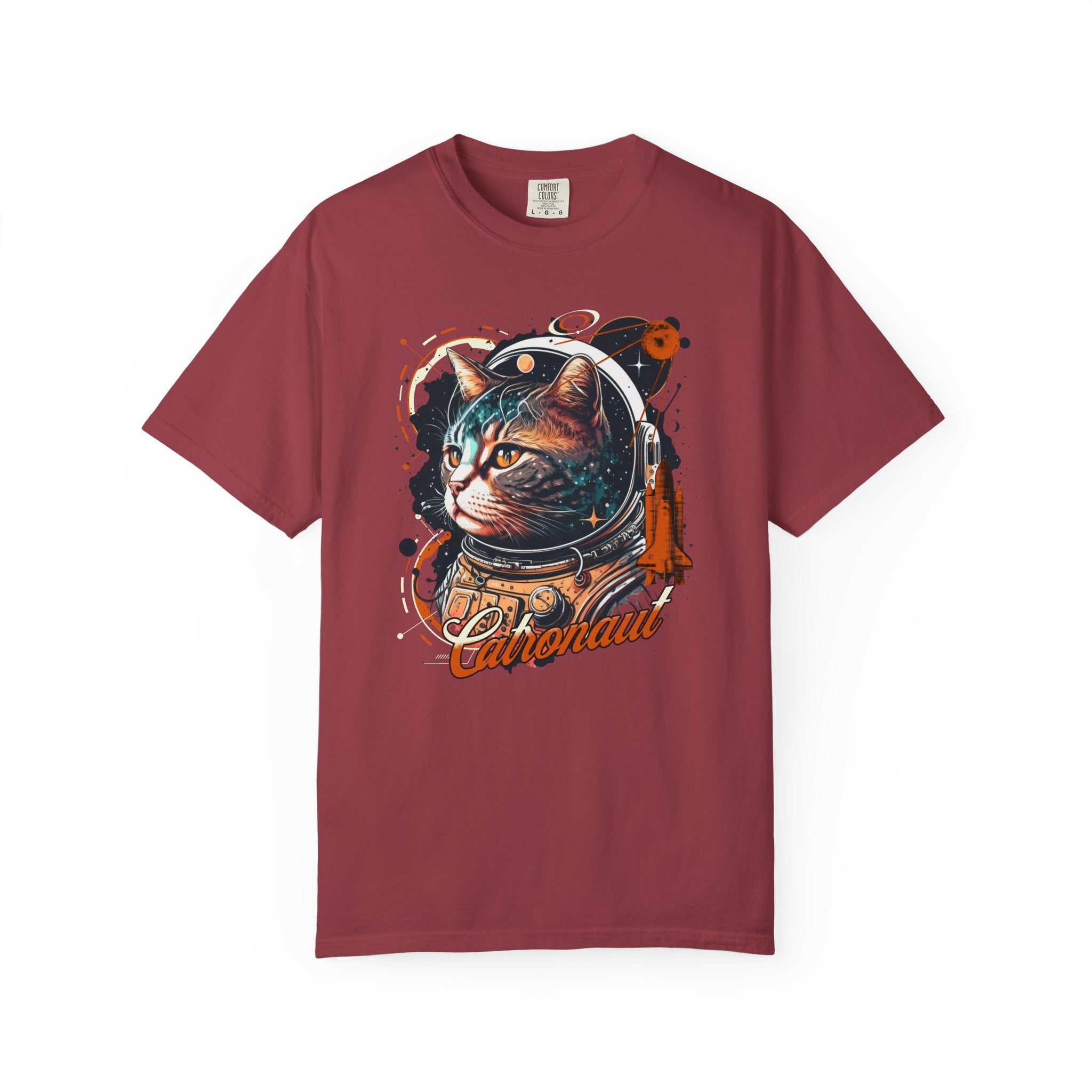 Astronaut Cat Graphic T-Shirt — 'Cabonaut' Retro Space Helmet Tee