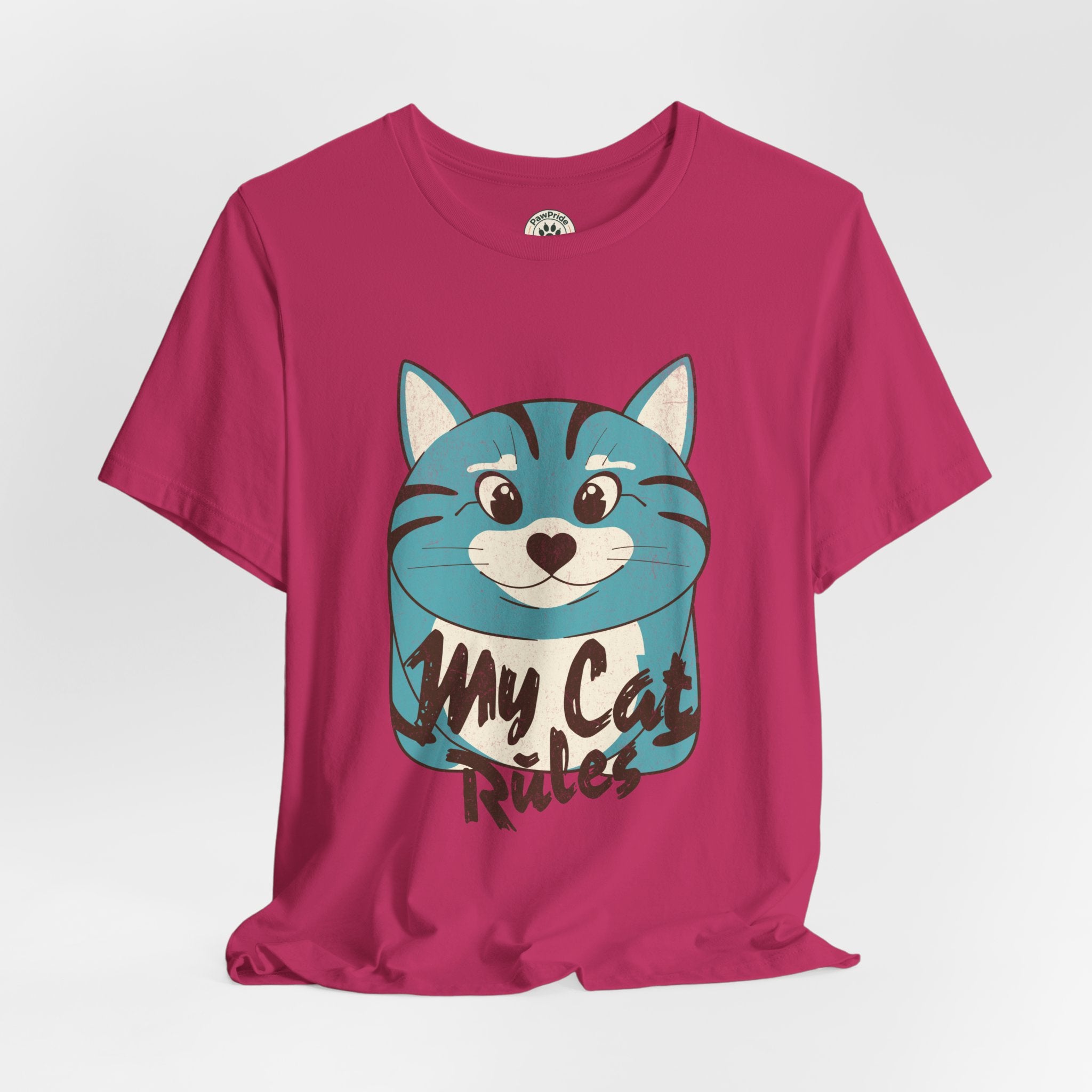 My Cat Rules T-Shirt — Cute Blue Cat Graphic Tee for Cat Lovers