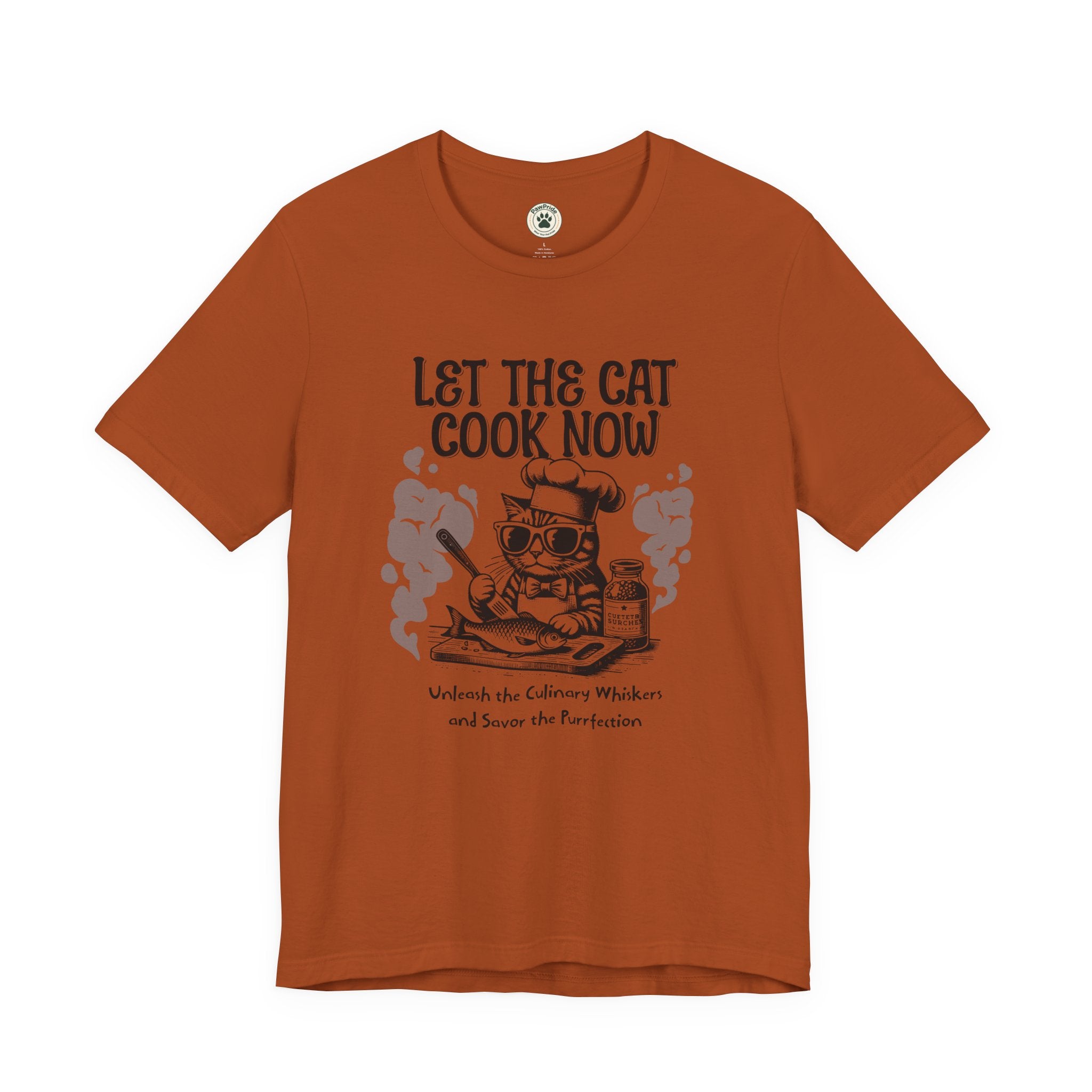 Let The Cat Cook Now T-Shirt — Funny Chef Cat Cooking Tee