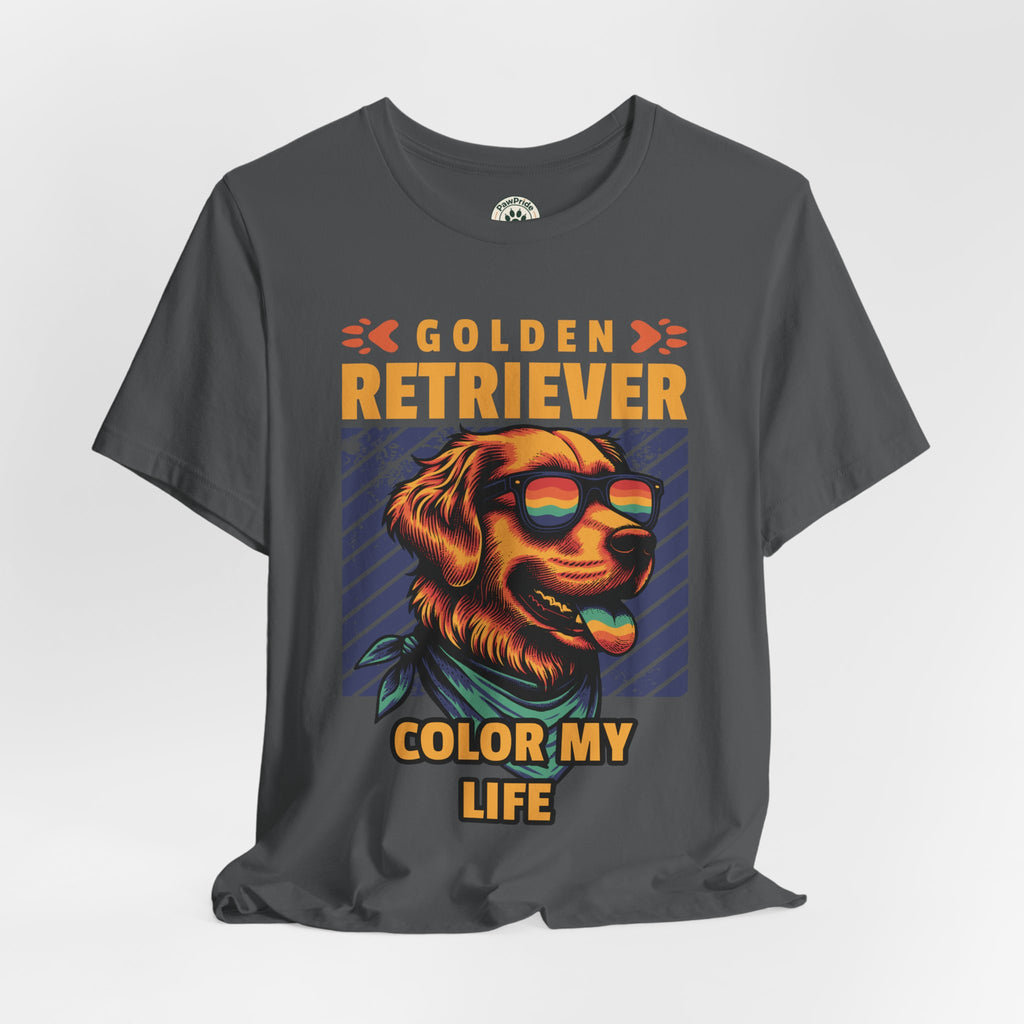 Golden Retriever T‑Shirt — 'Color My Life' Retro Dog Graphic Tee