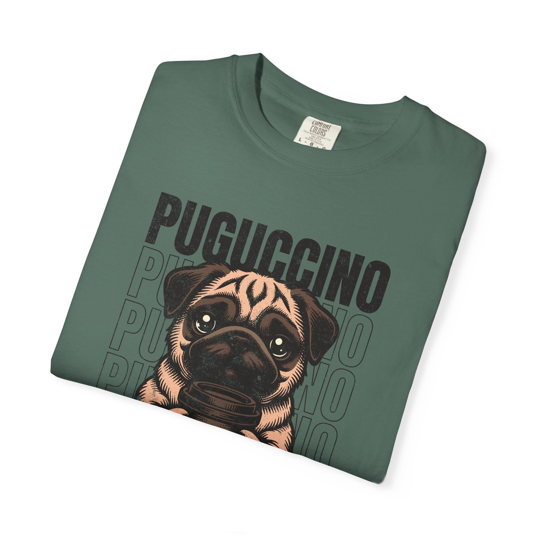 Puguccino Puppy T‑Shirt — Cute Pug Coffee Dog Graphic Tee