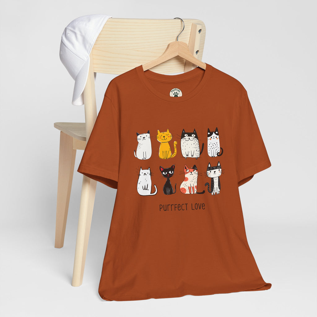 Purrfect Love Cat T-Shirt — Cute Cartoon Cats Tee for Cat Lovers