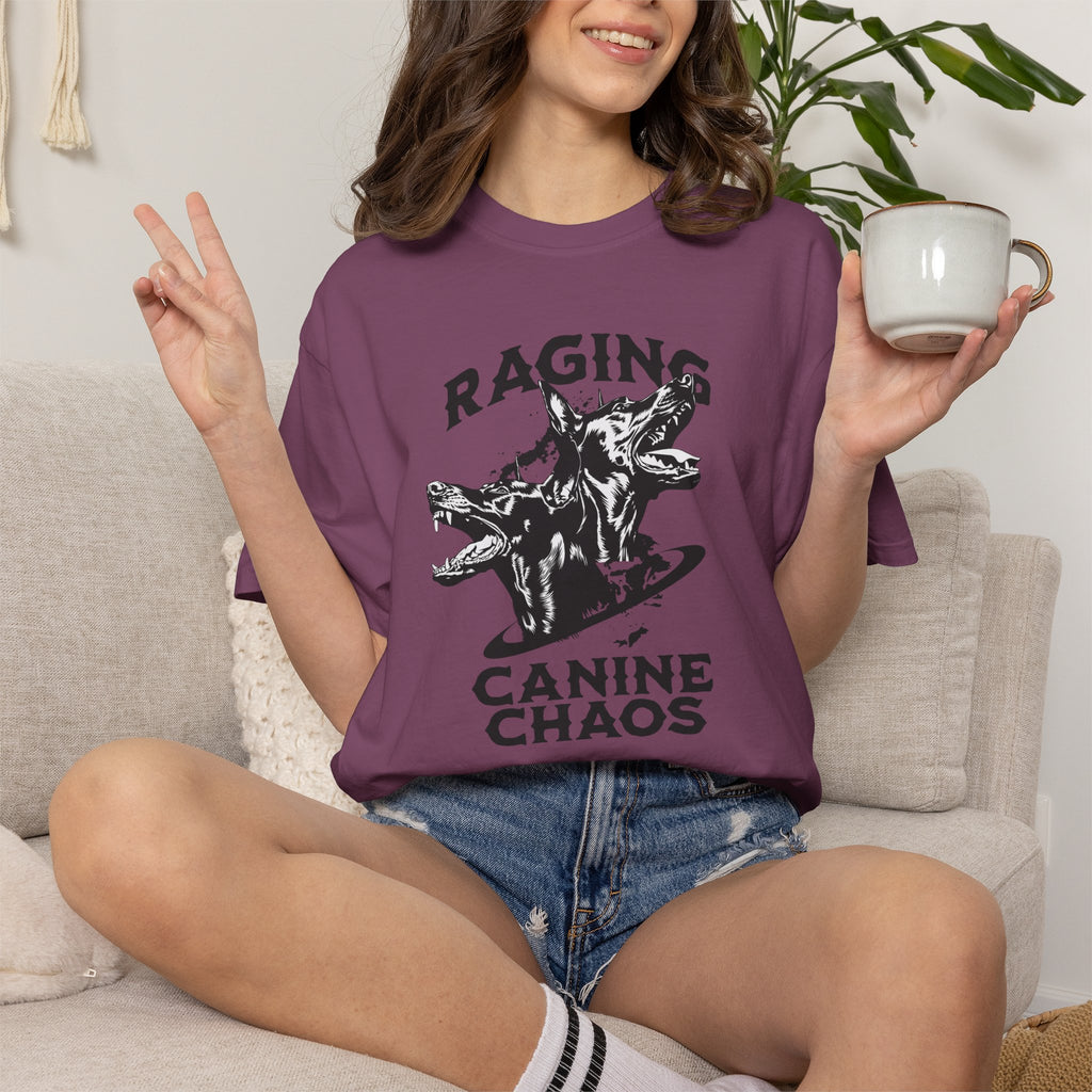 Raging Canine Chaos T-Shirt — Vintage Dog Skull Graphic Tee