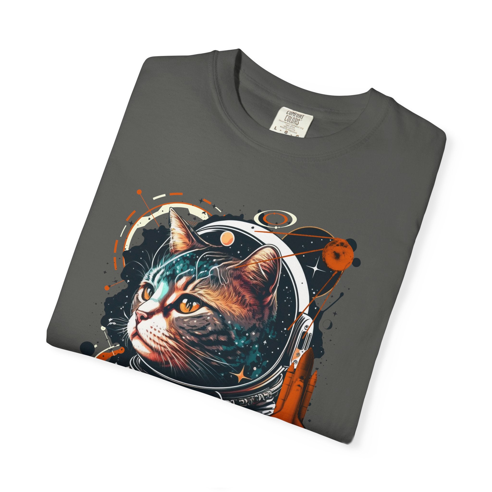 Astronaut Cat Graphic T-Shirt — 'Cabonaut' Retro Space Helmet Tee