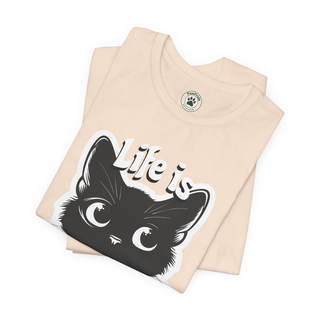 Life Is Purrfect Cat T-Shirt — Cute Black Kitten Graphic Tee for Cat Lovers