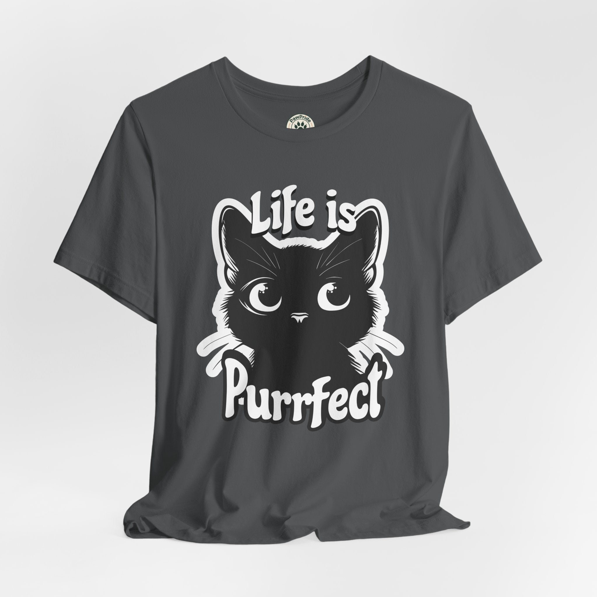 Life Is Purrfect Cat T-Shirt — Cute Black Kitten Graphic Tee for Cat Lovers