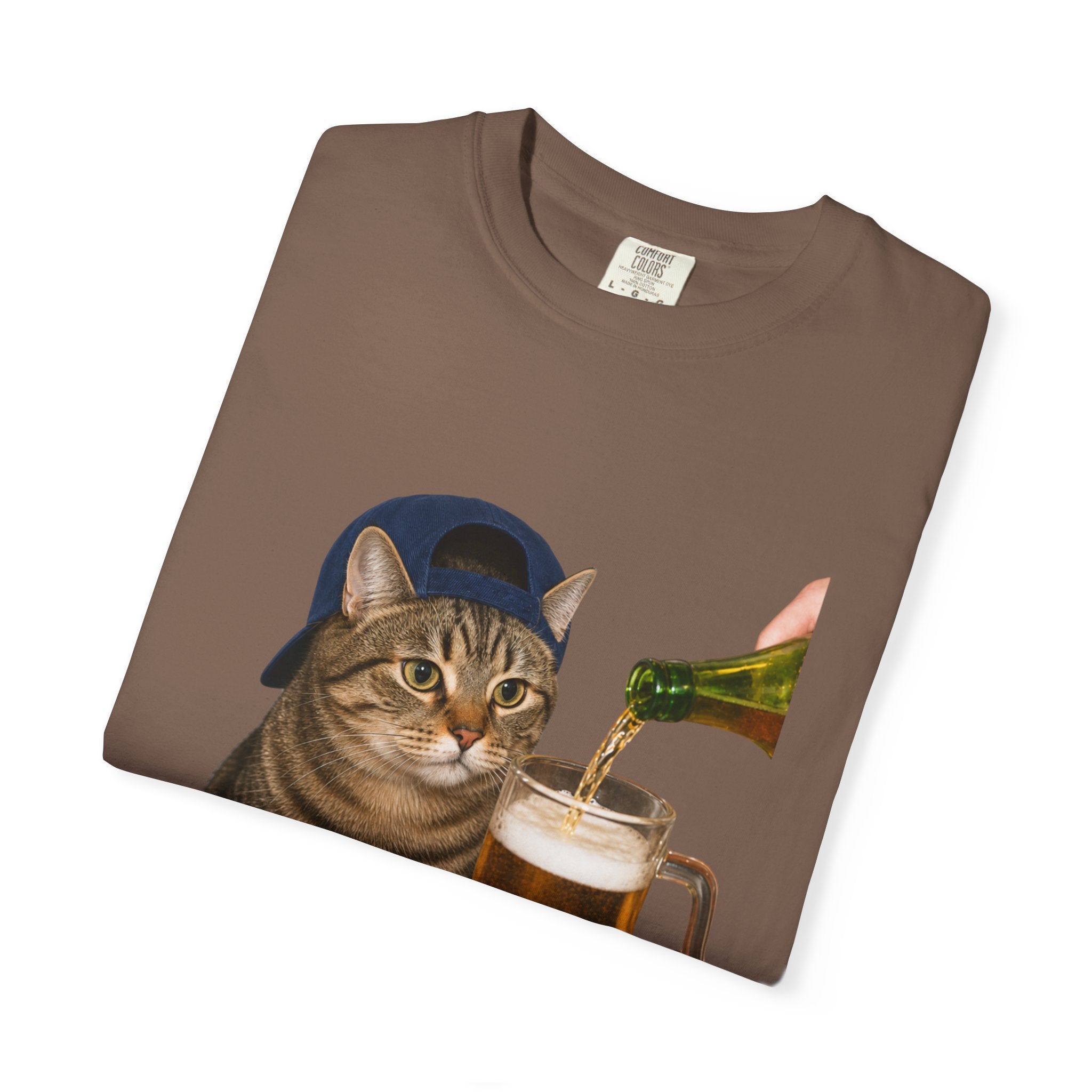 Cat With Beer T-Shirt — Funny Cat Drinking Beer Graphic Tee