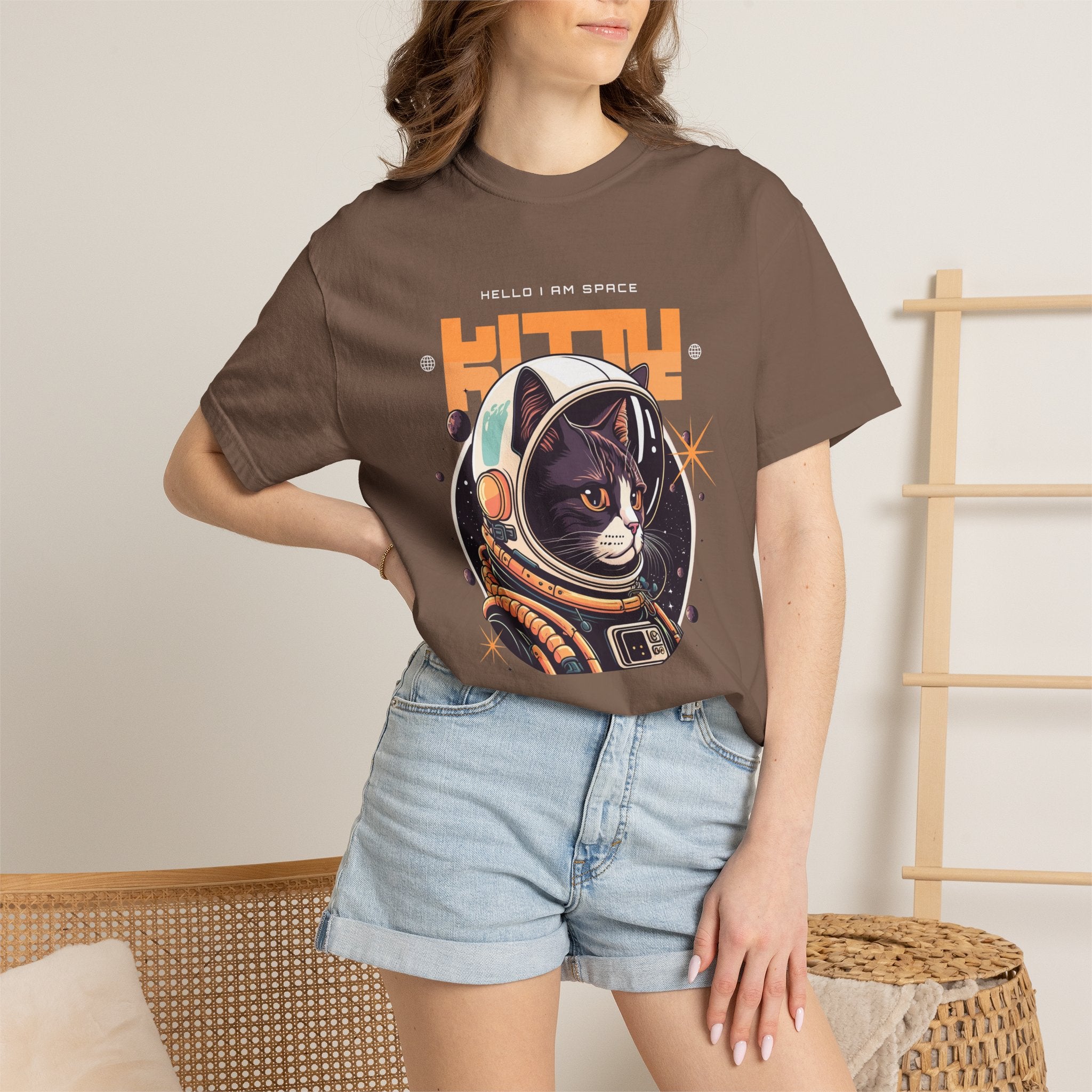 Astronaut Cat T-Shirt — "Hello I Am Space" Retro Spacecat Tee
