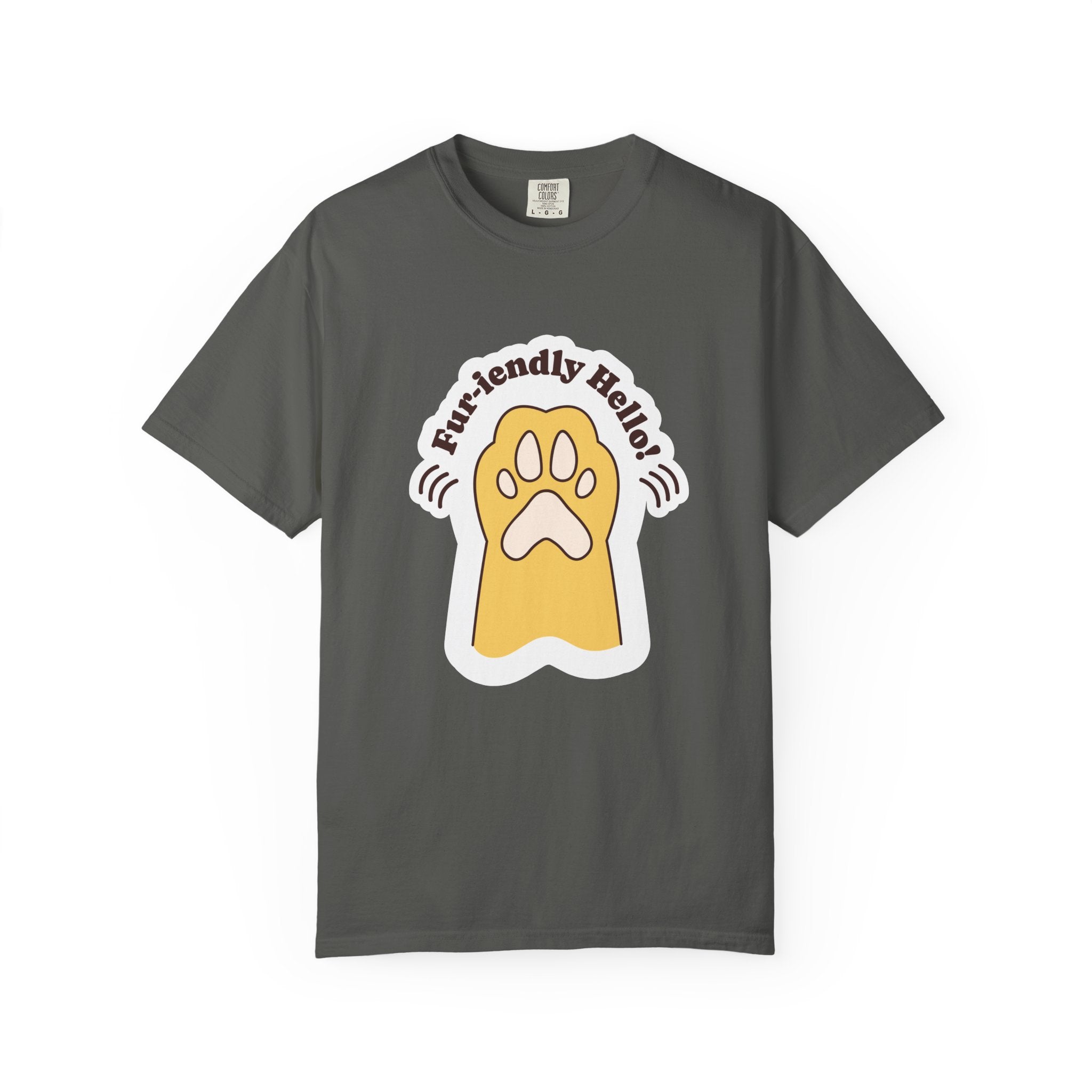 Pet Paw Graphic T-Shirt — "Fur-rendly Hello" Cute Animal Lover Tee