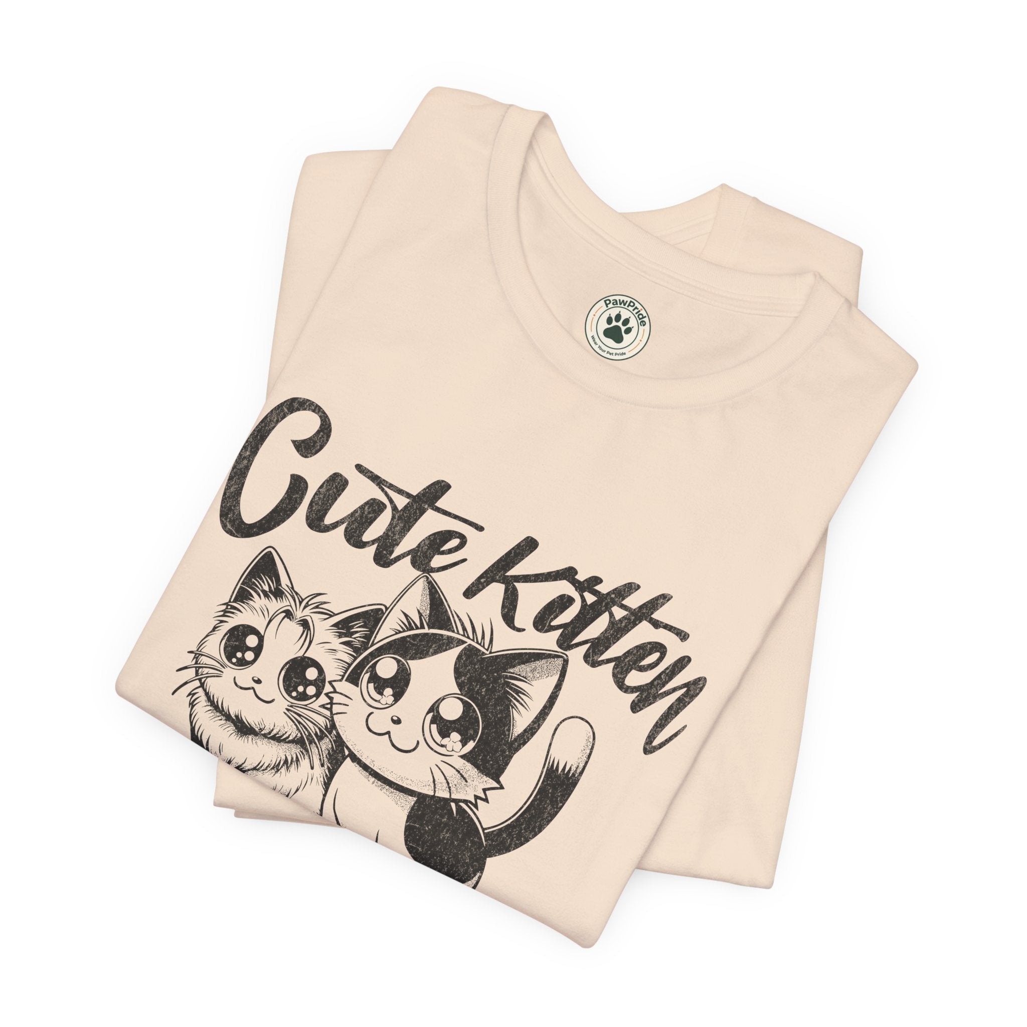 Cute Kitten T-Shirt — Vintage Black & White Cat Graphic Tee