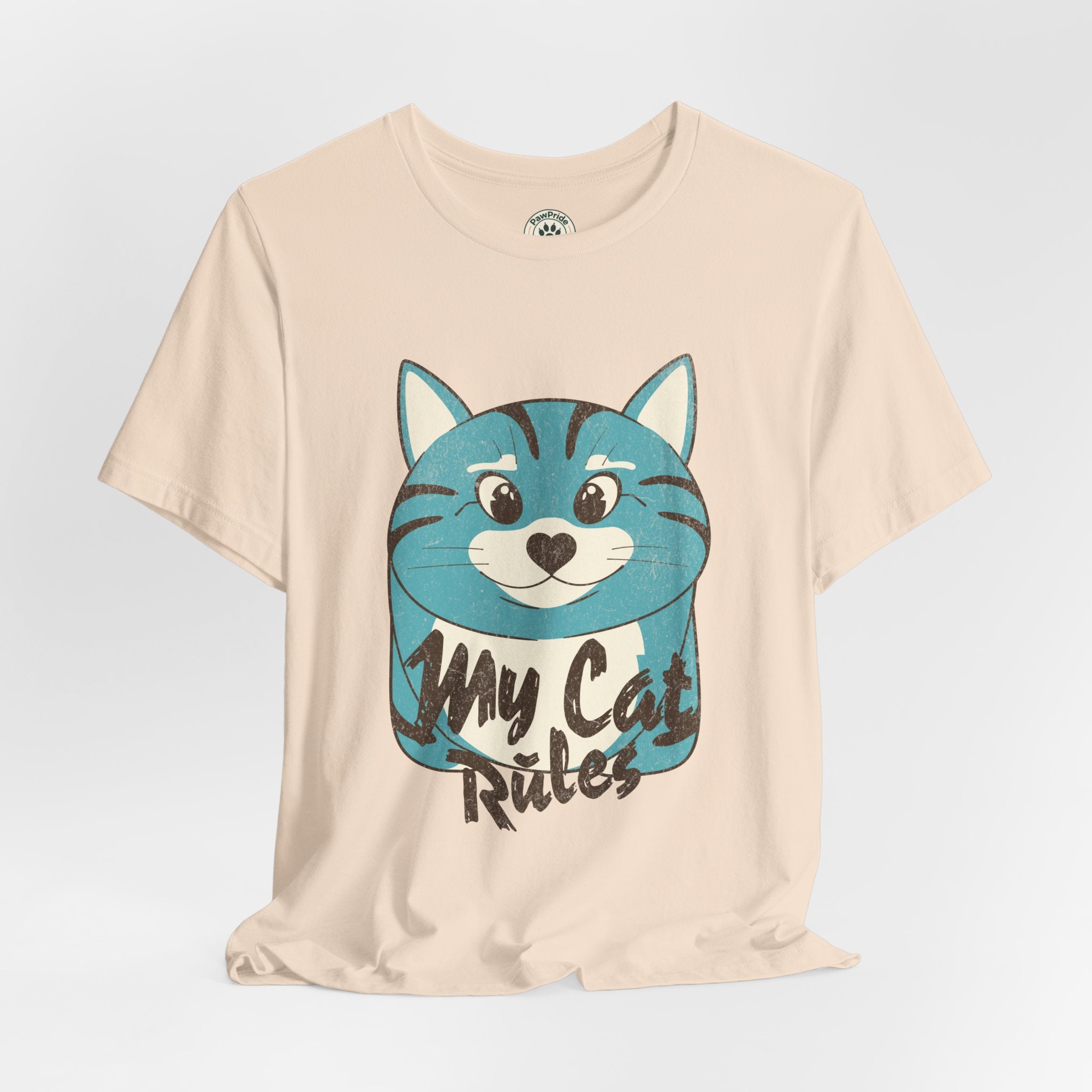 My Cat Rules T-Shirt — Cute Blue Cat Graphic Tee for Cat Lovers