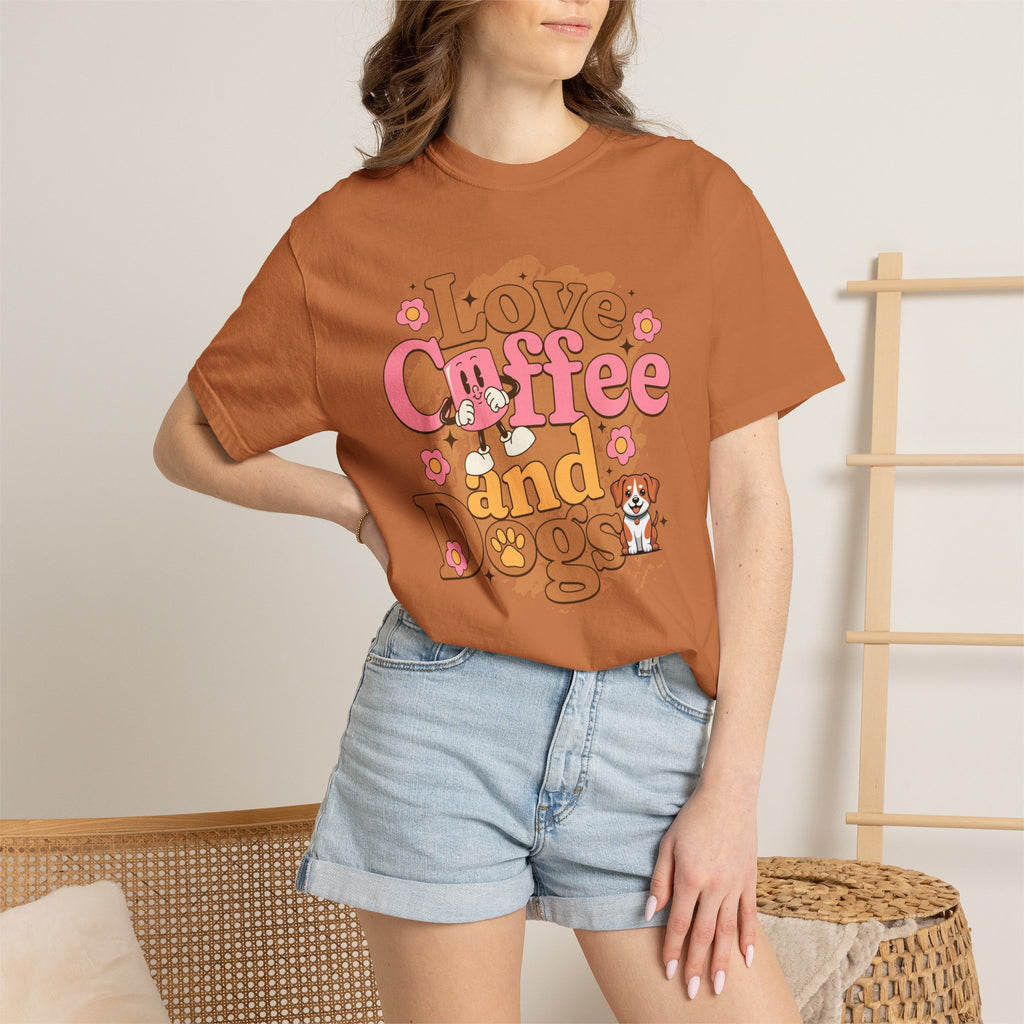 Love Coffee and Dogs T-Shirt — Retro Floral Dog Lover Tee