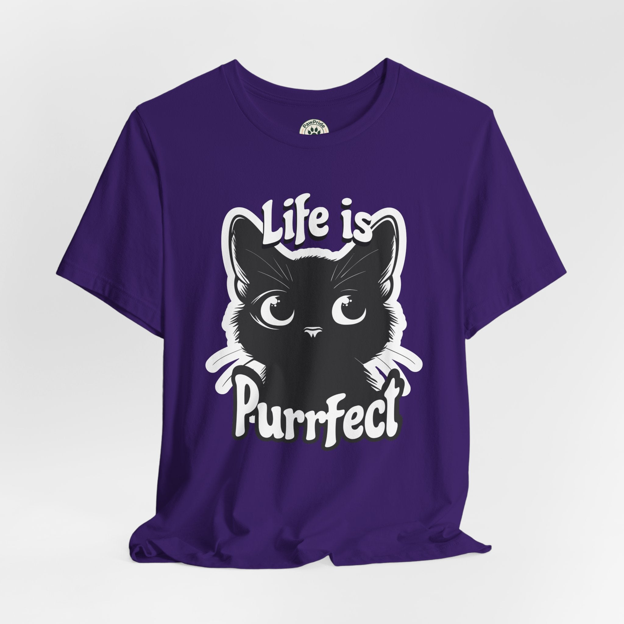 Life Is Purrfect Cat T-Shirt — Cute Black Kitten Graphic Tee for Cat Lovers
