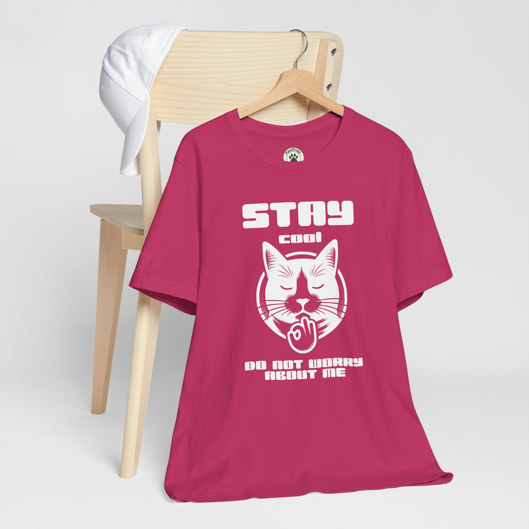 Stay Calm Cat T-Shirt — Cute Grumpy Cat Graphic Tee ("Stay Calm — Do Not Disturb" )