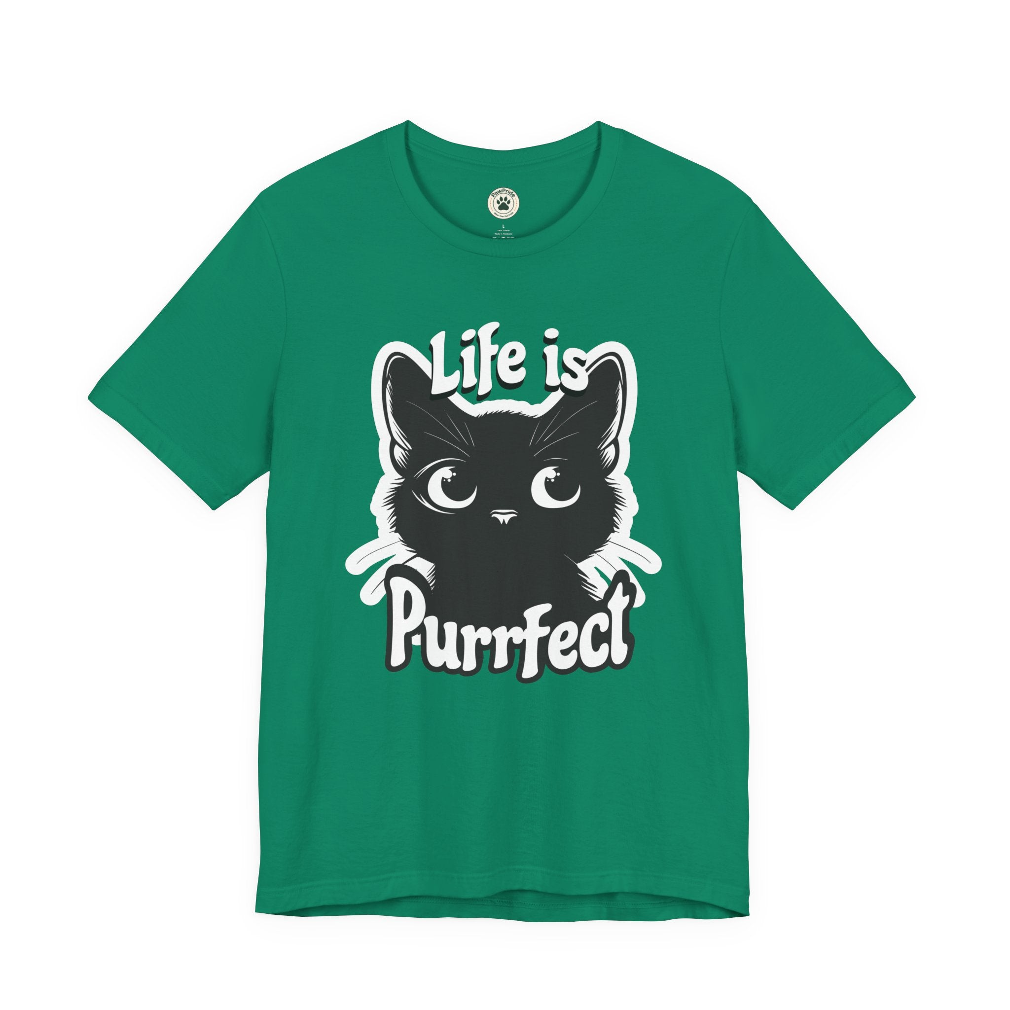 Life Is Purrfect Cat T-Shirt — Cute Black Kitten Graphic Tee for Cat Lovers