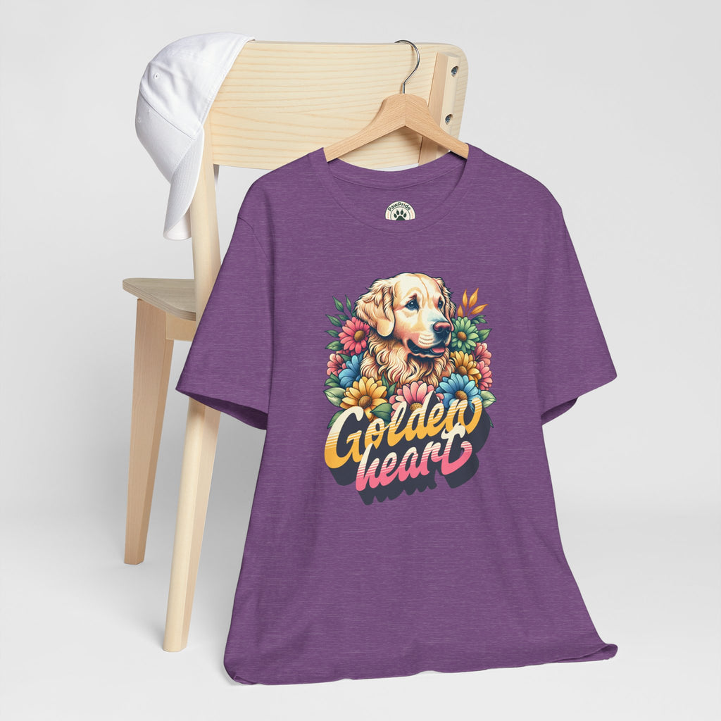 Golden Heart T-Shirt — Retro Floral Golden Retriever Tee