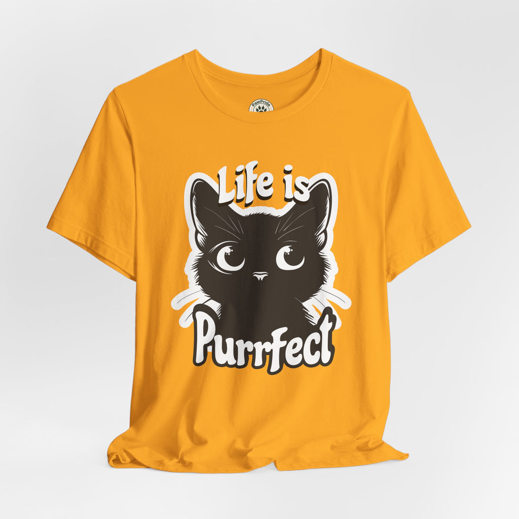 Life Is Purrfect Cat T-Shirt — Cute Black Kitten Graphic Tee for Cat Lovers