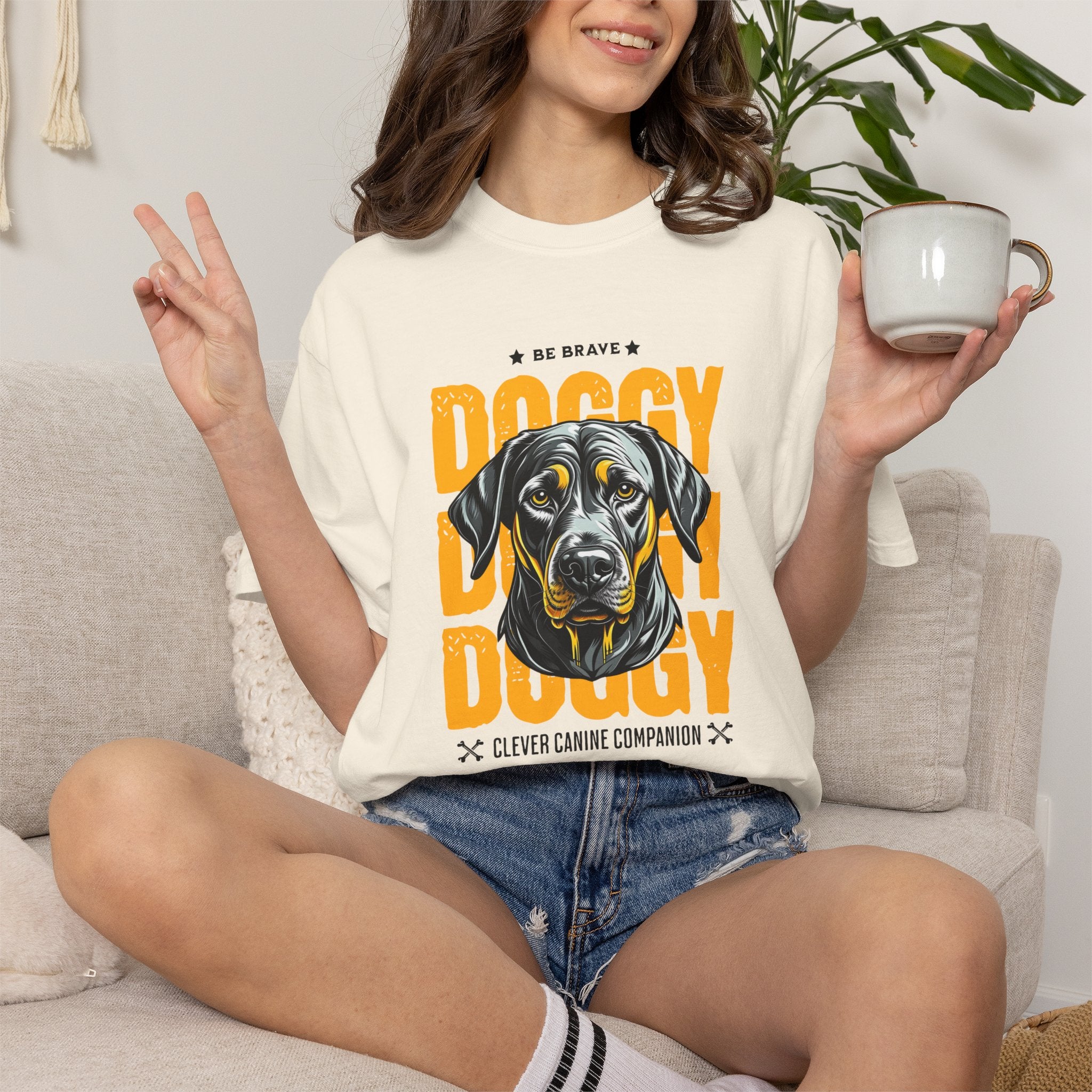 Doggy Doggy T-Shirt — Retro Black Lab Graphic Tee ('Be Brave')