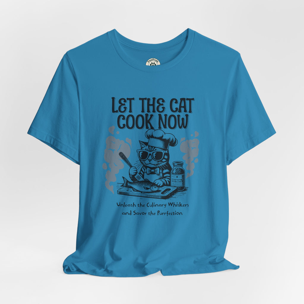 Let The Cat Cook Now T-Shirt — Funny Chef Cat Cooking Tee