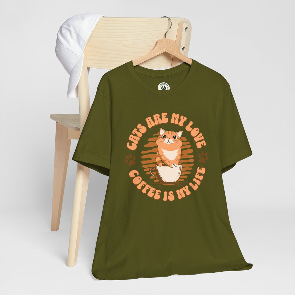 Cat & Coffee Tee — "Cats Are My Love, Coffee Is My Life" Cute Graphic T‑Shirt