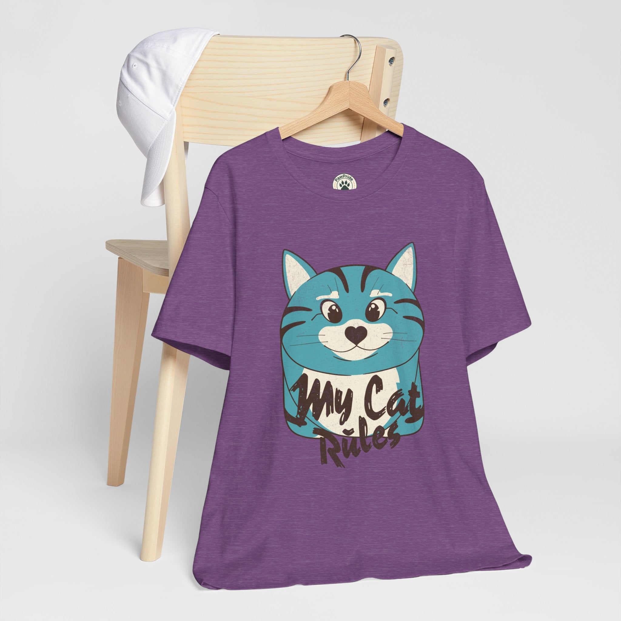 My Cat Rules T-Shirt — Cute Blue Cat Graphic Tee for Cat Lovers