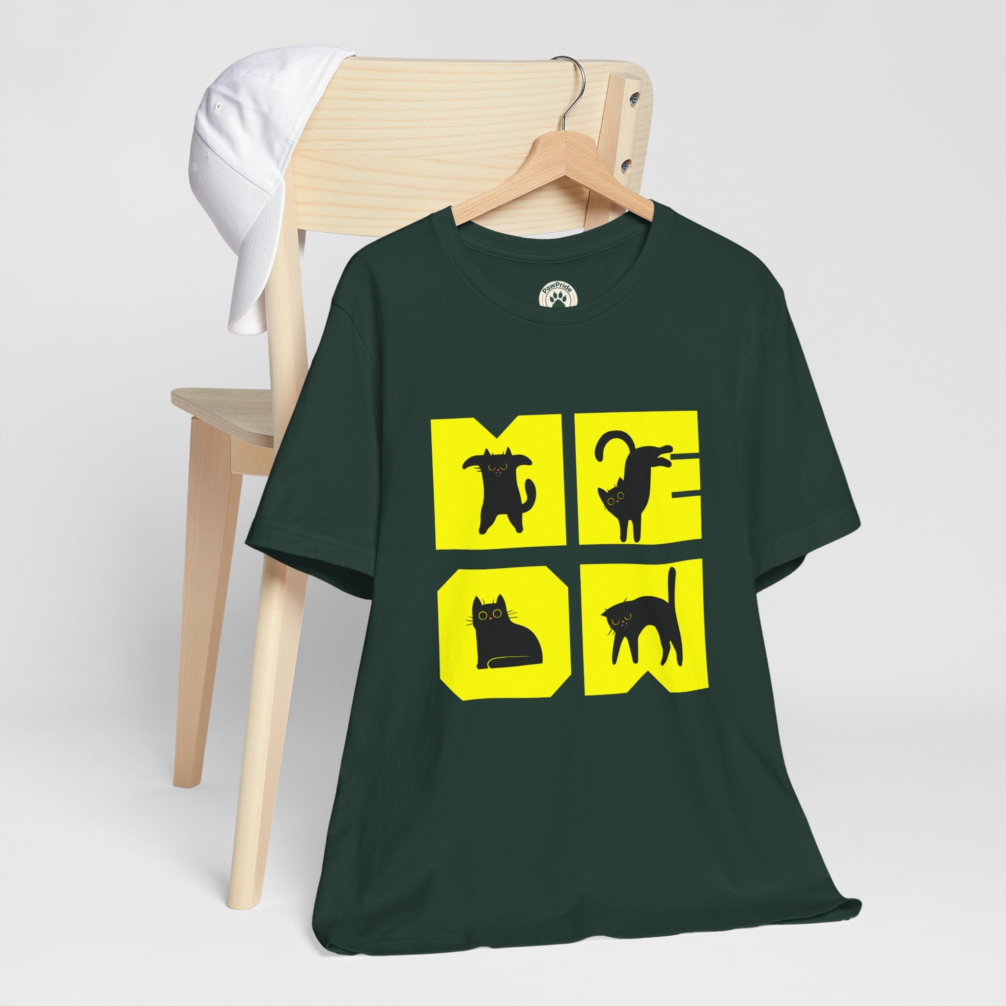 Cat Silhouette Tee — Yellow Block Cats Graphic T-Shirt