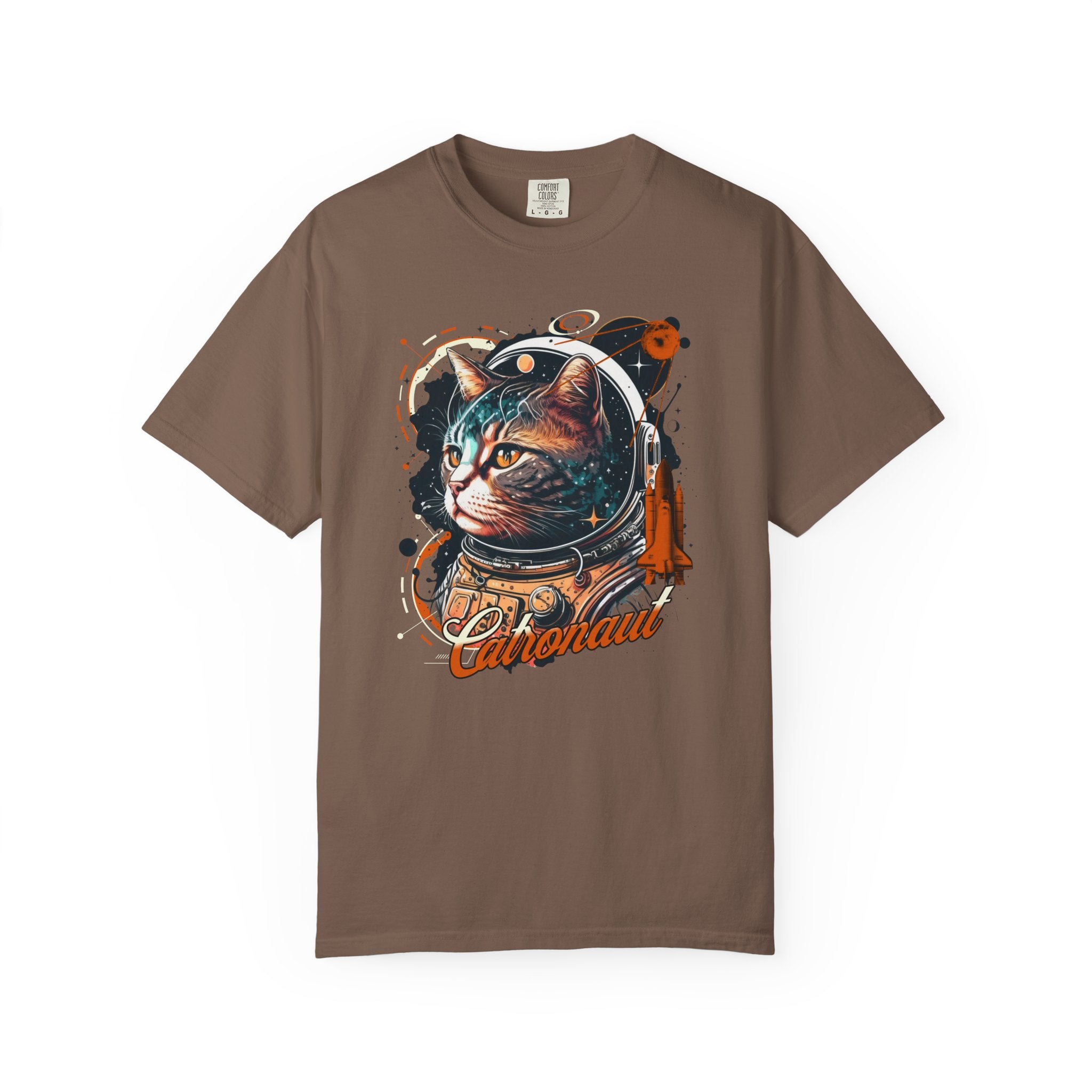 Astronaut Cat Graphic T-Shirt — 'Cabonaut' Retro Space Helmet Tee