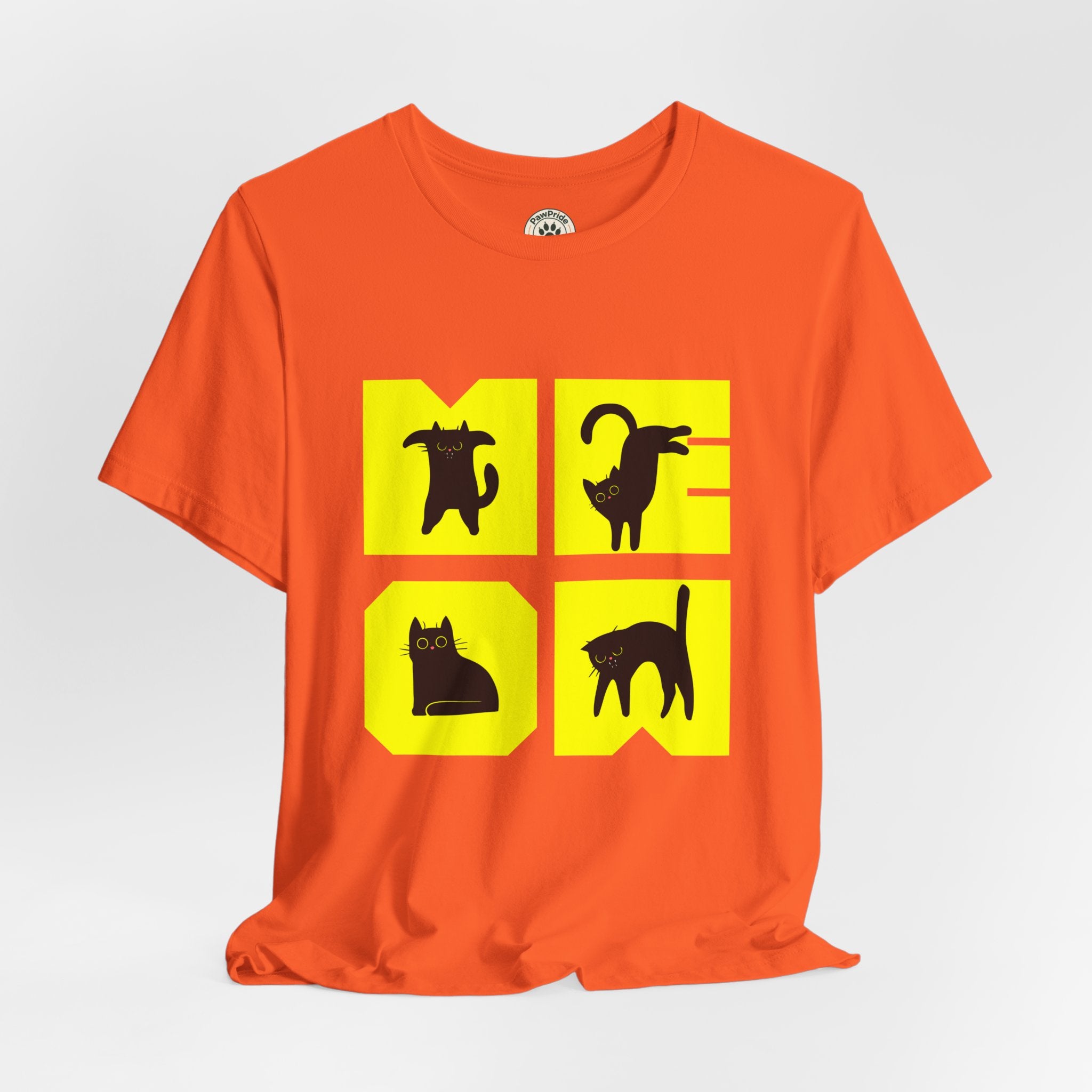 Cat Silhouette Tee — Yellow Block Cats Graphic T-Shirt