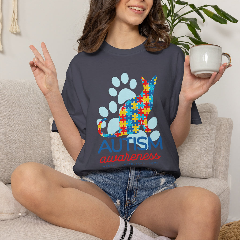 Autism Awareness Puzzle Cat T-Shirt — Support & Awareness Tee