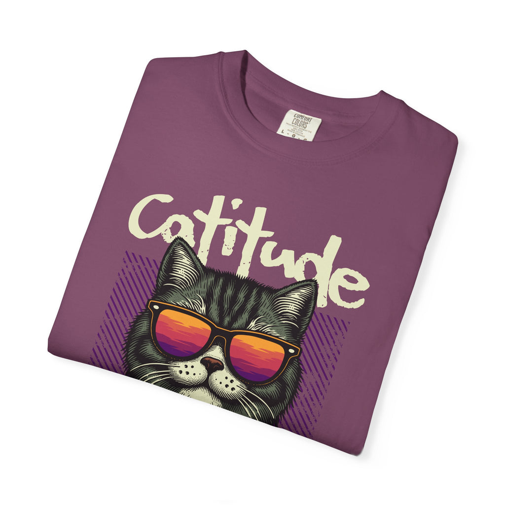 Cattitude Cat Tee — Retro Sunglasses & Bandana Graphic T-Shirt