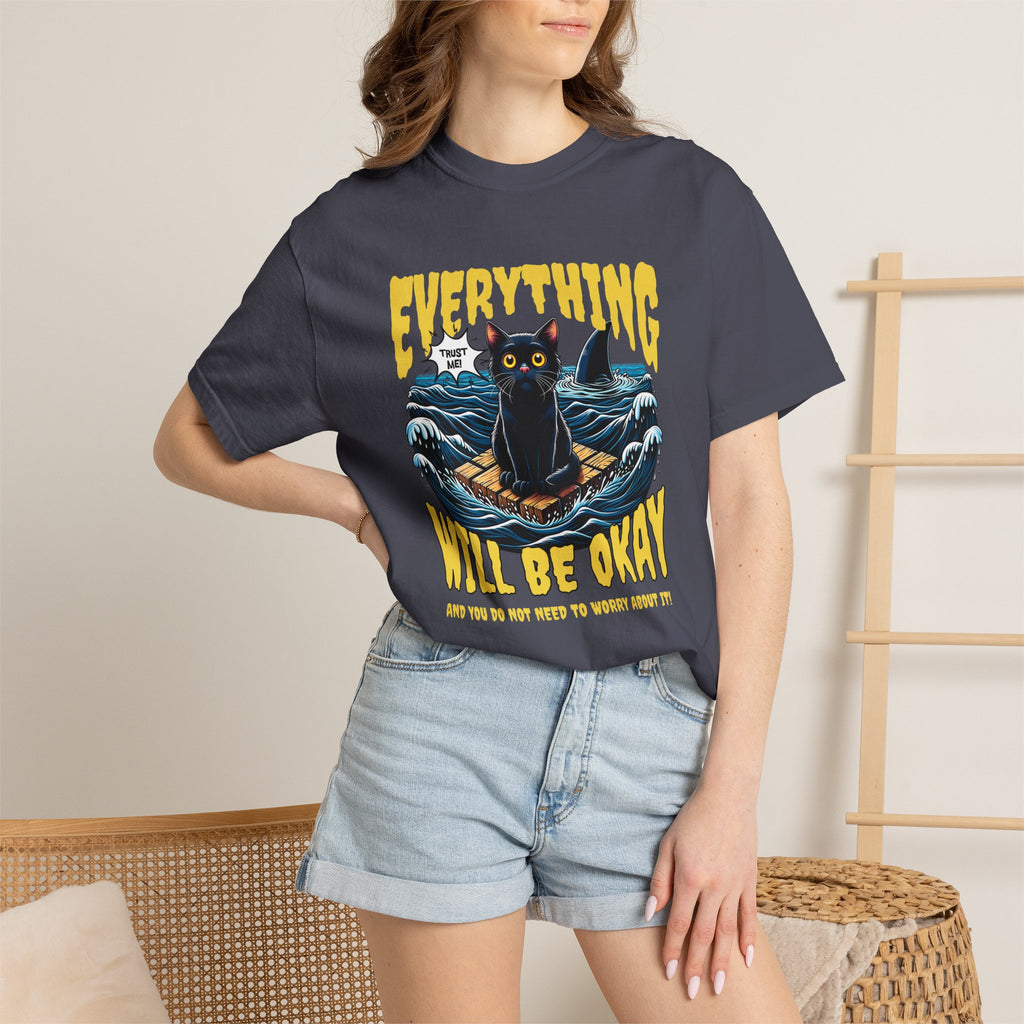 Everything Will Be Okay Cat Tee — Vintage Graphic Comfort Shirt