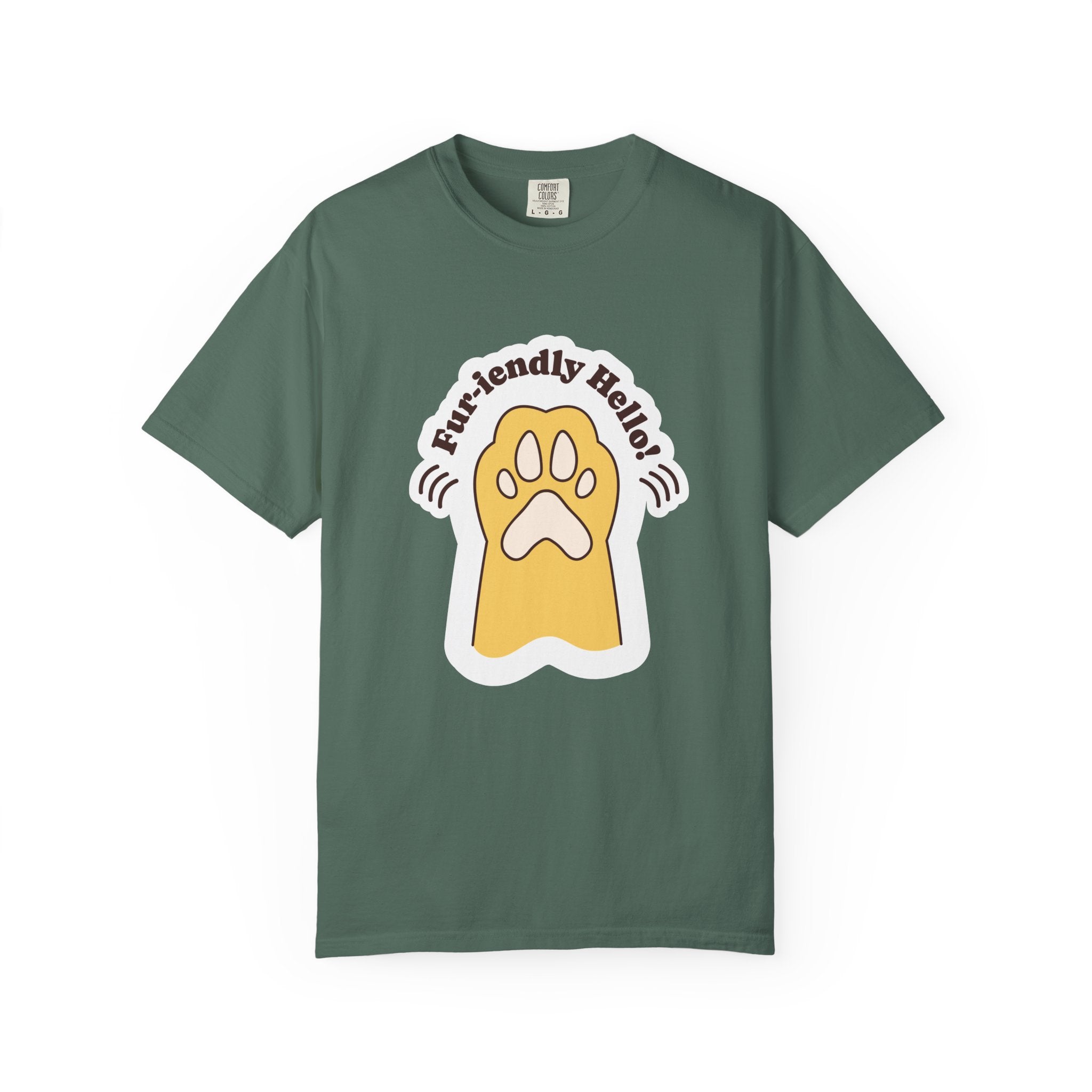 Pet Paw Graphic T-Shirt — "Fur-rendly Hello" Cute Animal Lover Tee