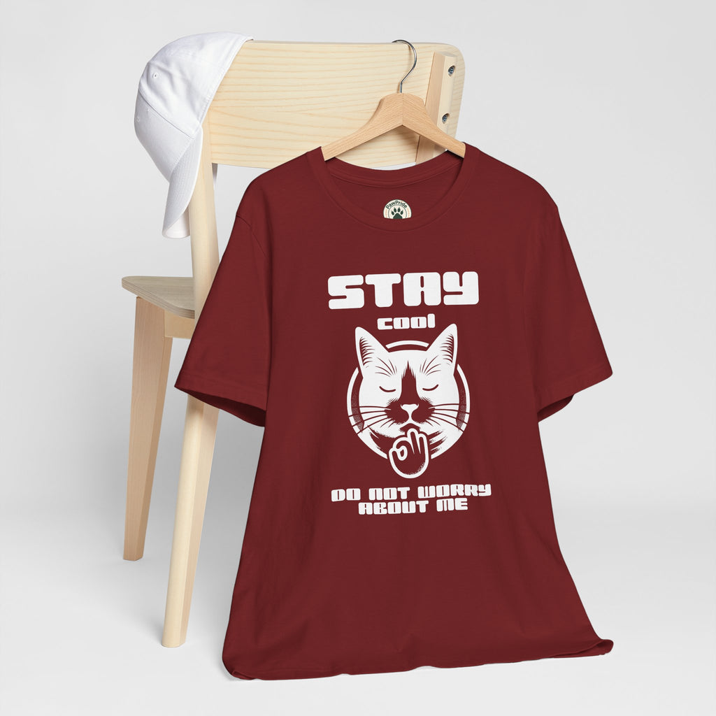 Stay Calm Cat T-Shirt — Cute Grumpy Cat Graphic Tee ("Stay Calm — Do Not Disturb" )