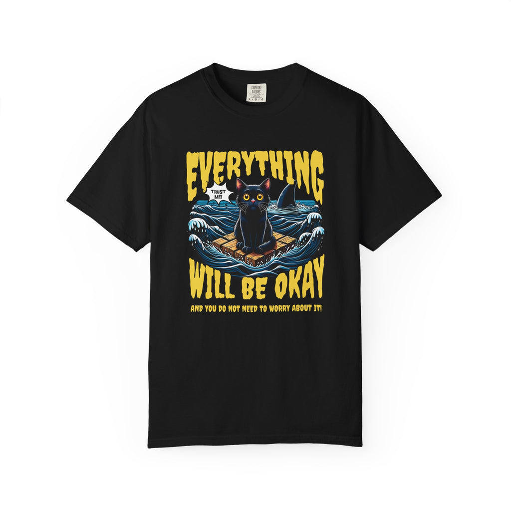 Everything Will Be Okay Cat Tee — Vintage Graphic Comfort Shirt