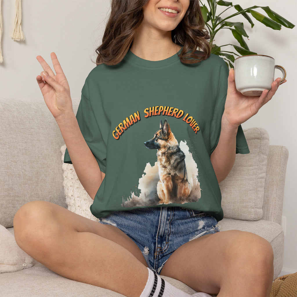 German Shepherd Lover T-Shirt — Retro Script Dog Portrait Tee