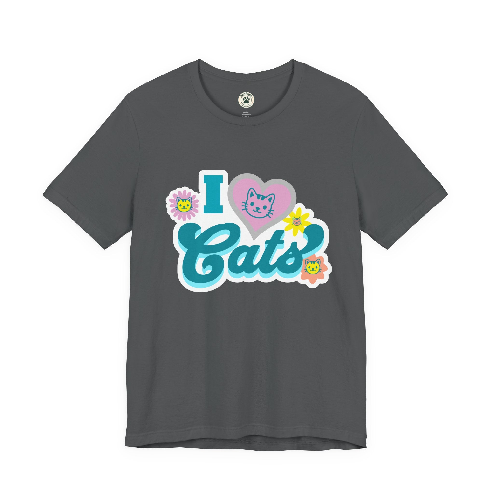 I  Cats Retro Floral Tee — Cute Cat Lover Graphic T-Shirt