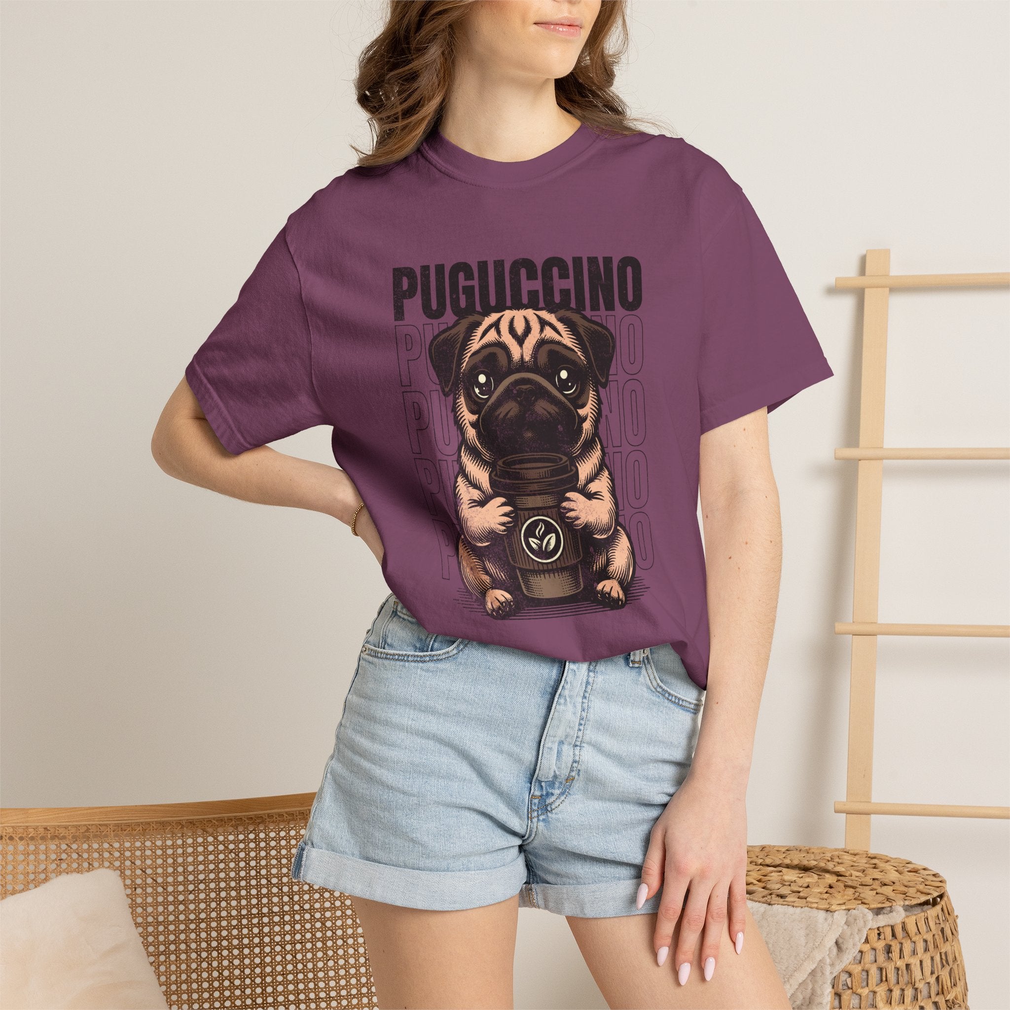 Puguccino Puppy T‑Shirt — Cute Pug Coffee Dog Graphic Tee