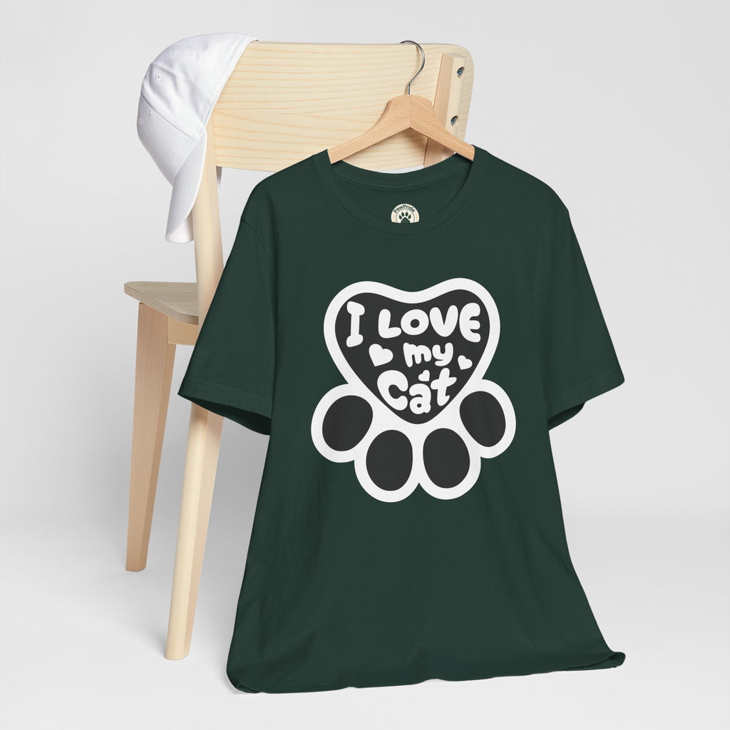 I Love My Cat Paw T-Shirt — Cute Cat Lover Tee