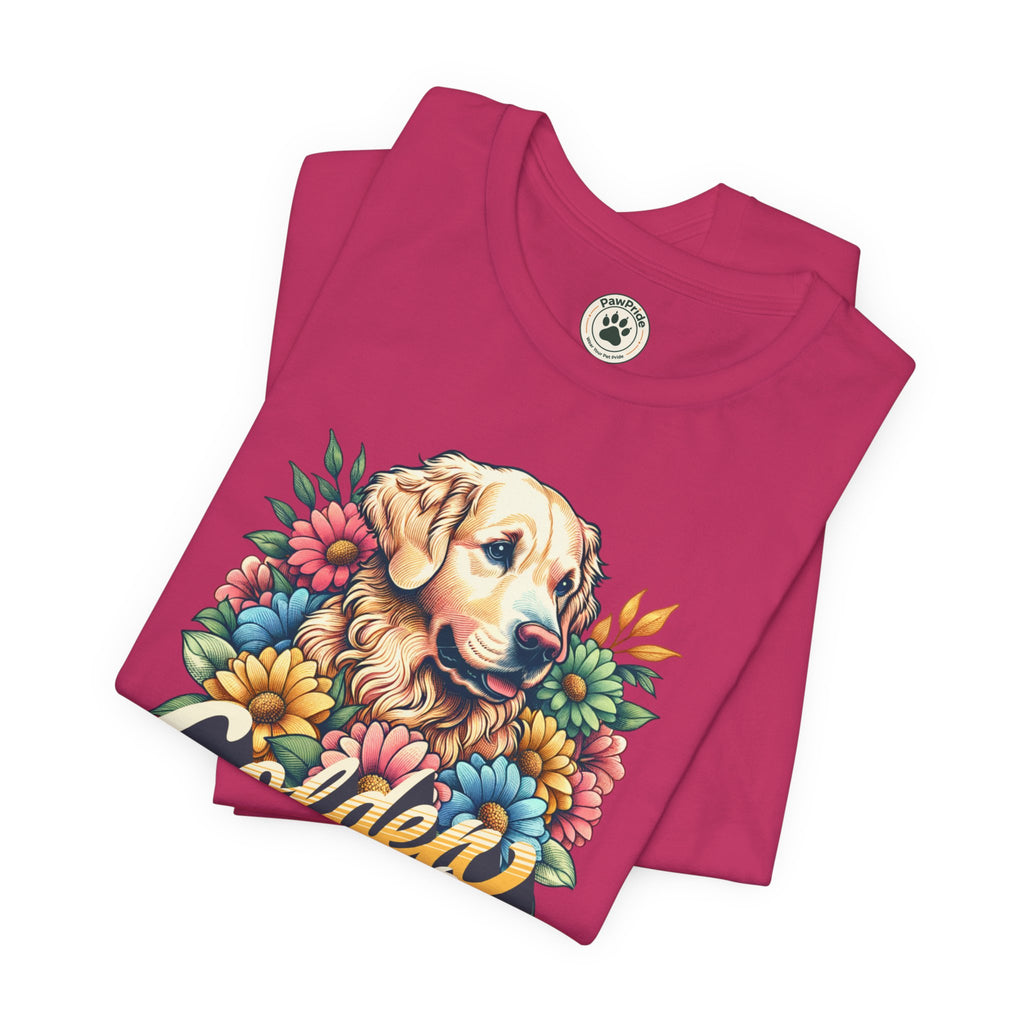 Golden Heart T-Shirt — Retro Floral Golden Retriever Tee