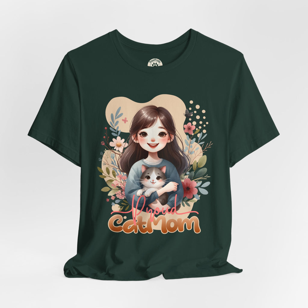 Cat Mom T-Shirt — Cute Floral Illustration Tee for Women Cat Lovers