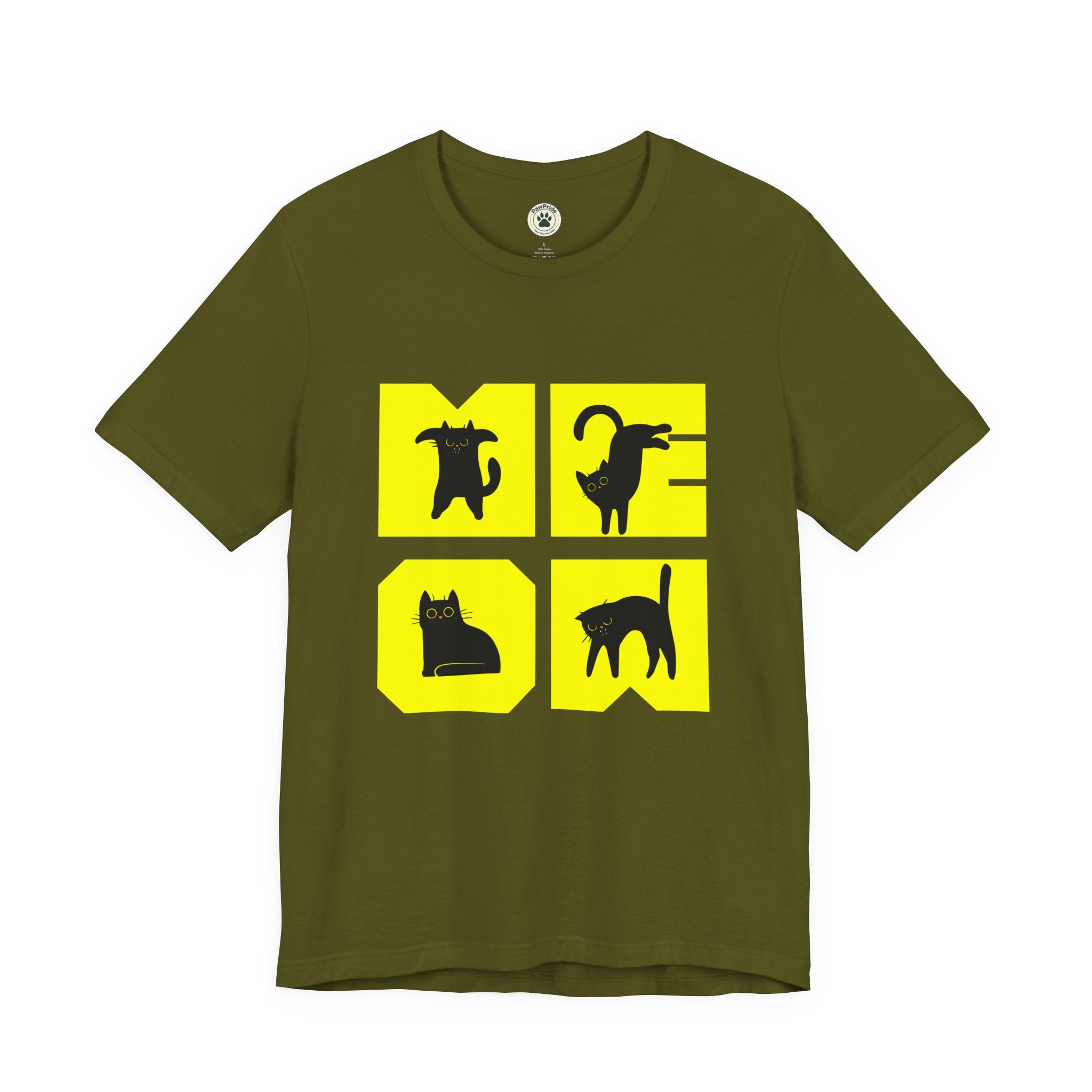 Cat Silhouette Tee — Yellow Block Cats Graphic T-Shirt