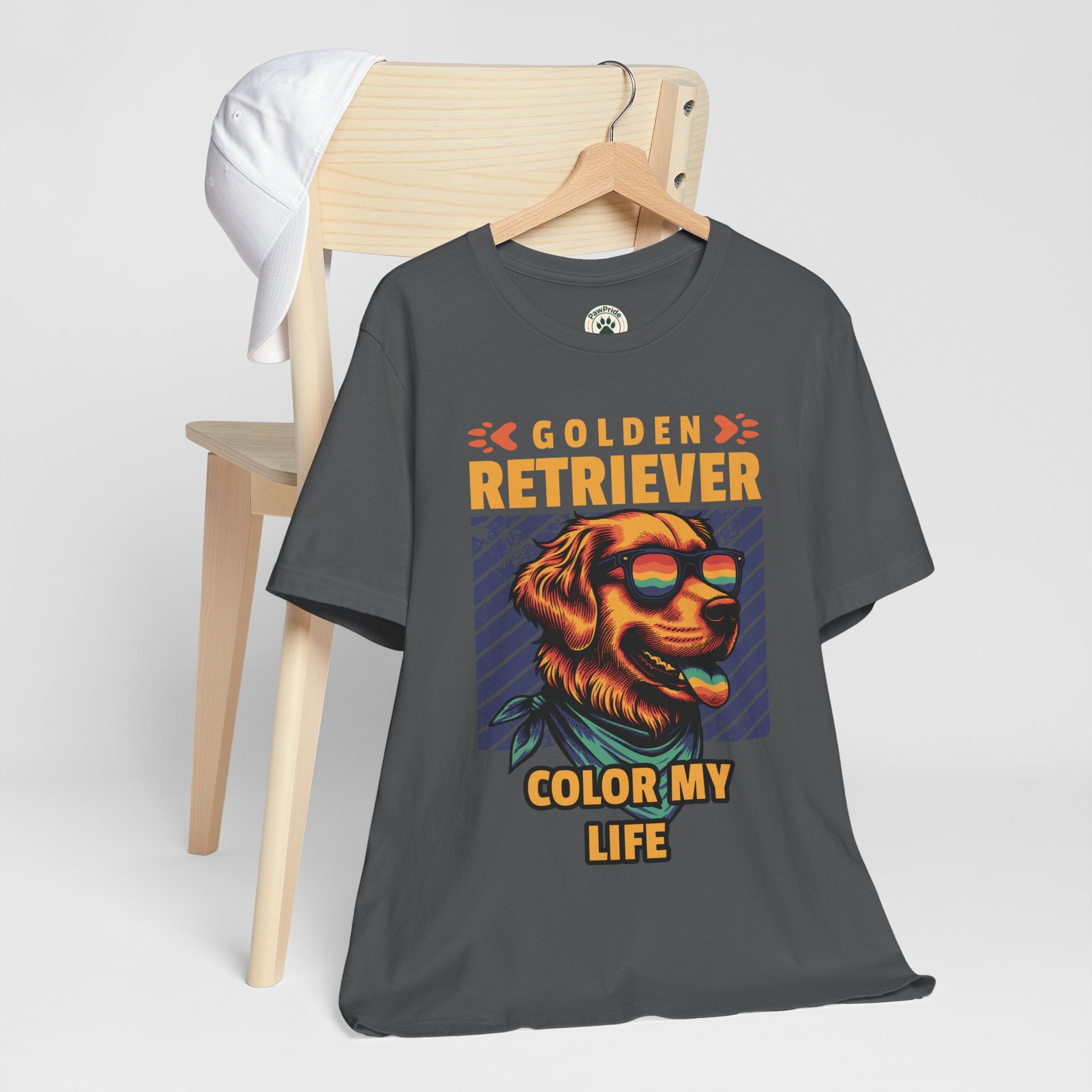 Golden Retriever T‑Shirt — 'Color My Life' Retro Dog Graphic Tee