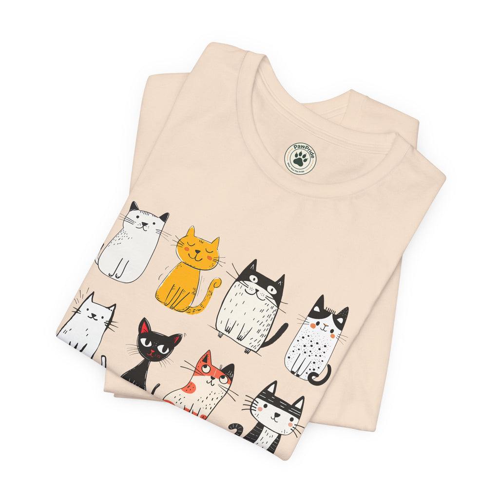 Purrfect Love Cat T-Shirt — Cute Cartoon Cats Tee for Cat Lovers