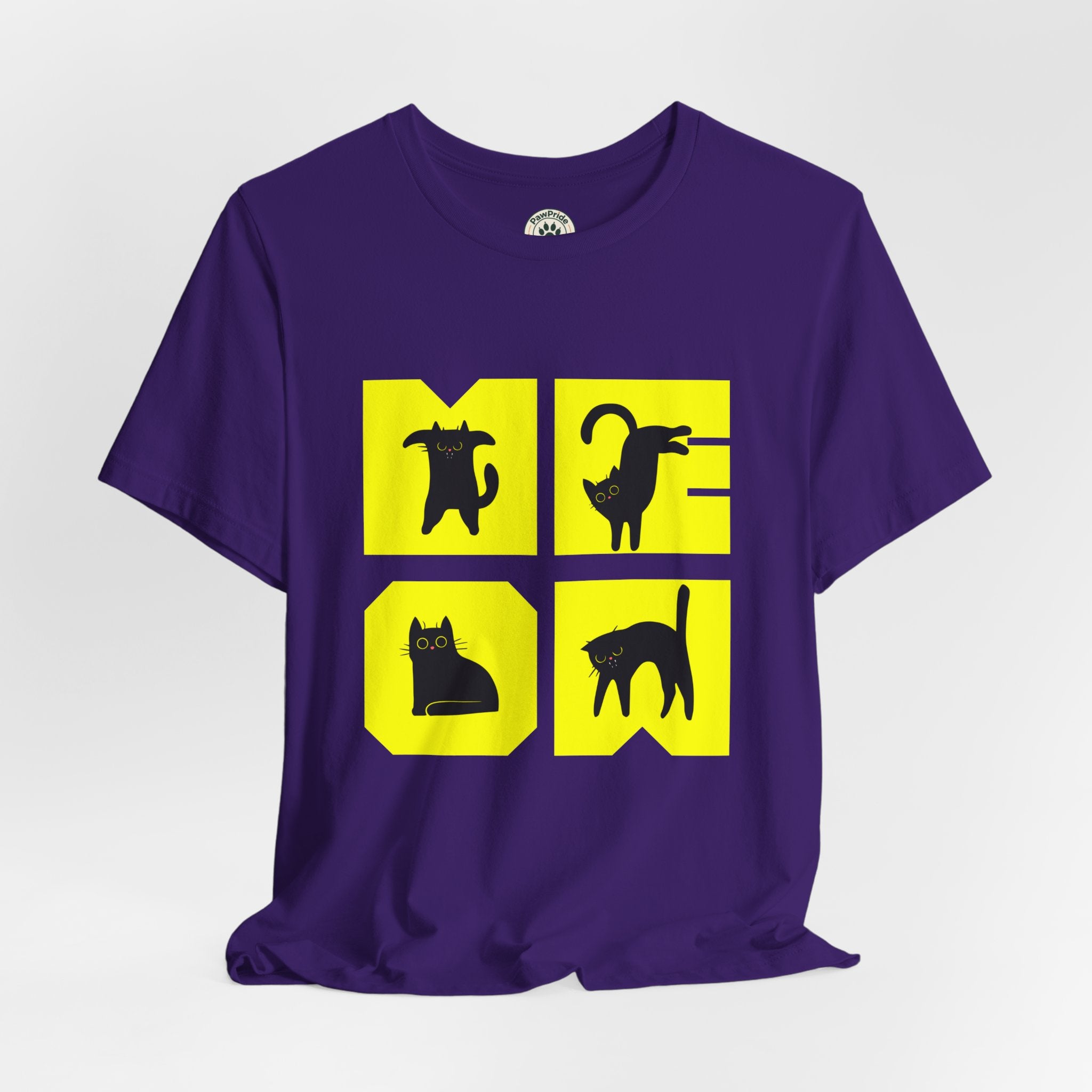 Cat Silhouette Tee — Yellow Block Cats Graphic T-Shirt