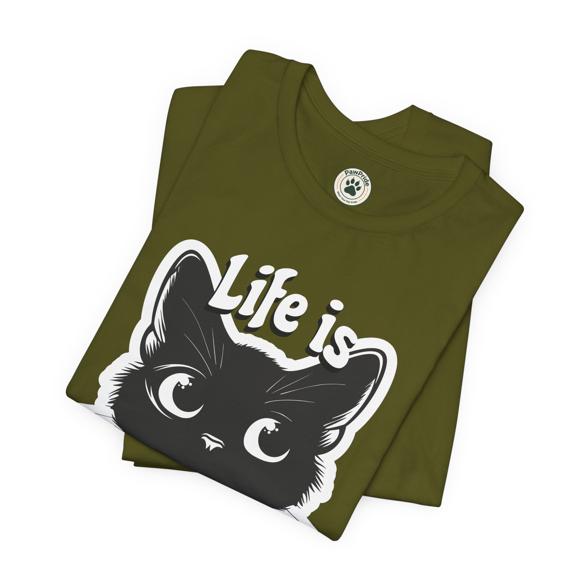 Life Is Purrfect Cat T-Shirt — Cute Black Kitten Graphic Tee for Cat Lovers