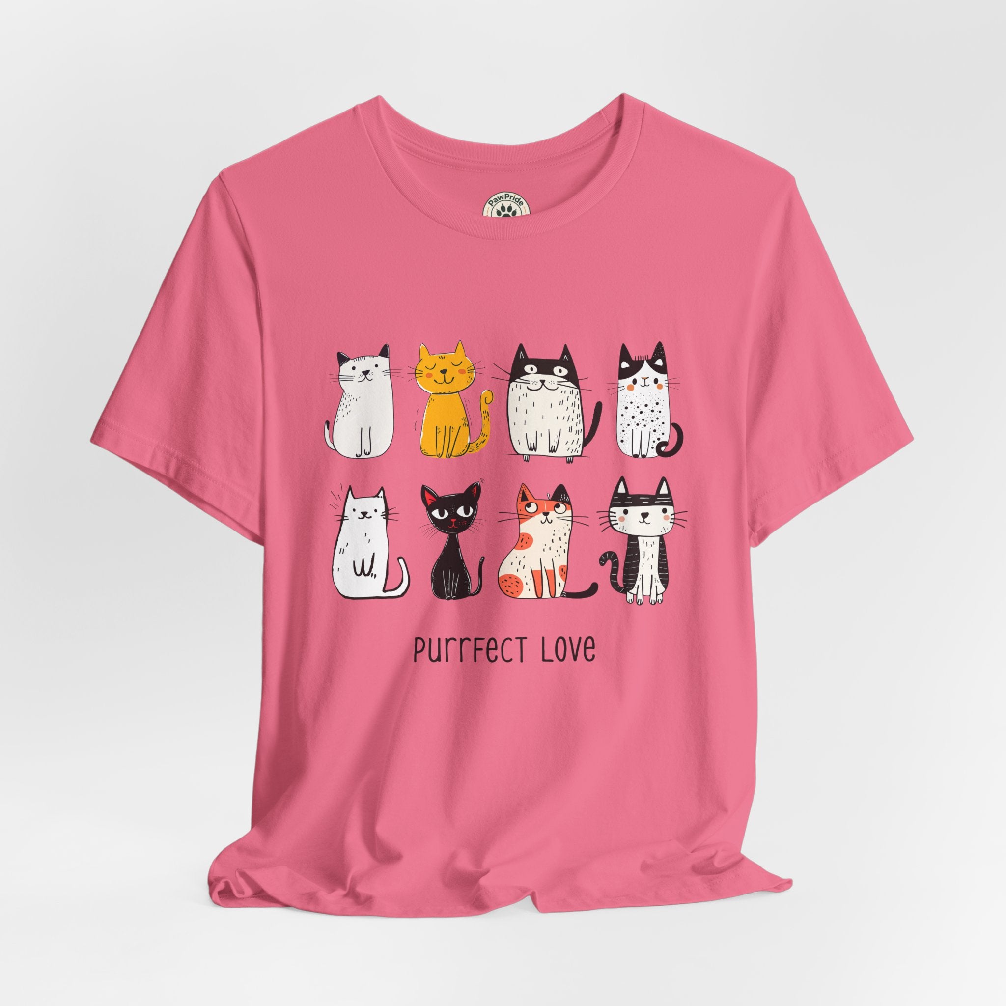 Purrfect Love Cat T-Shirt — Cute Cartoon Cats Tee for Cat Lovers