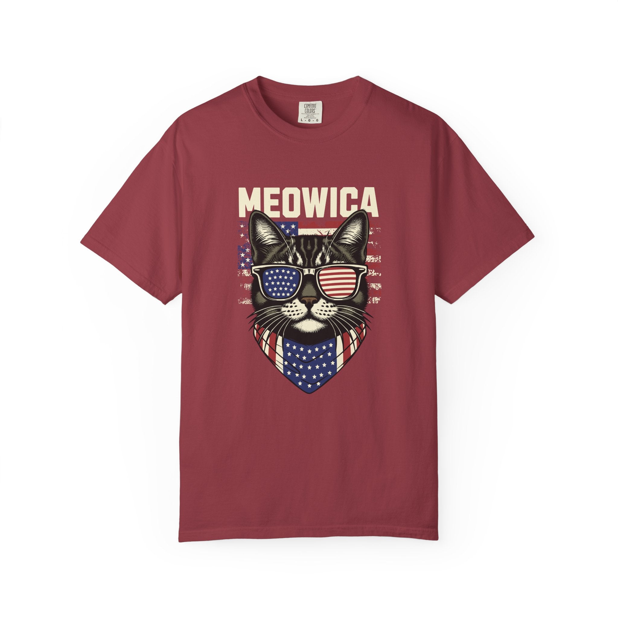 Meowica Cat T-Shirt — Patriotic American Flag Kitty Graphic Tee