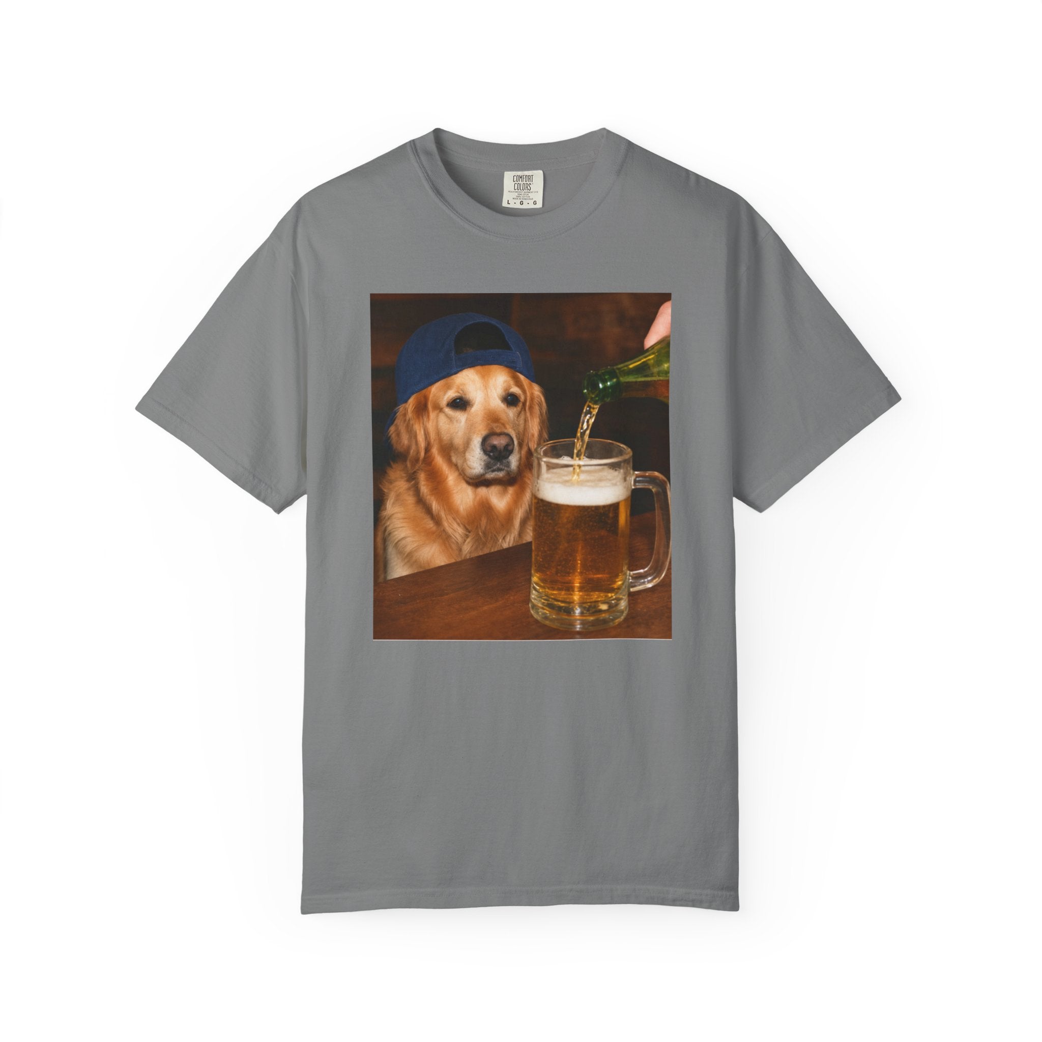 Golden Retriever Beer T-Shirt — Funny Dog Drinking Beer Graphic Tee